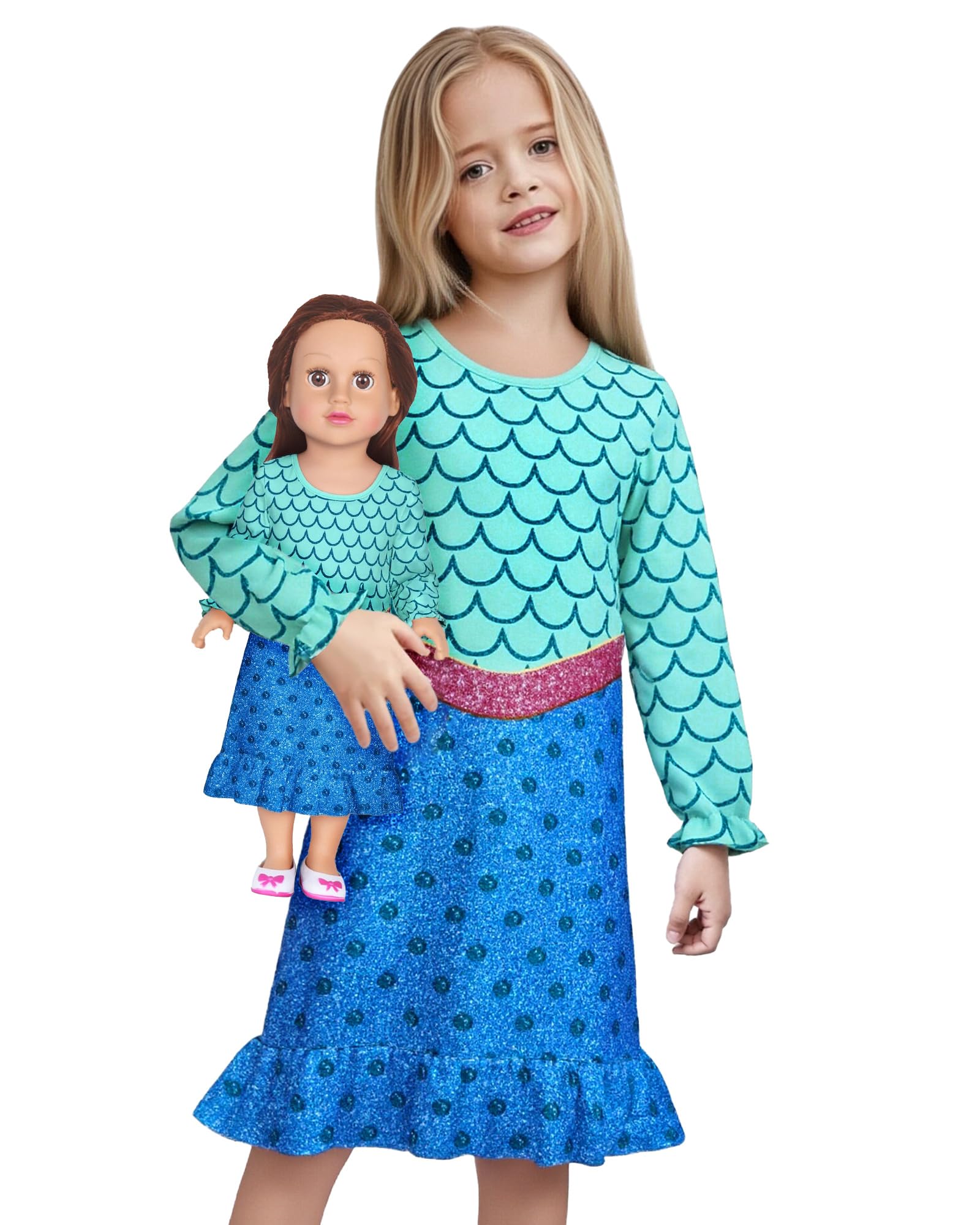 LQSZ Doll and Girl Matching Nightgown Outfit Pajamas Nightie Nightgown for Girls and Dolls Clothes