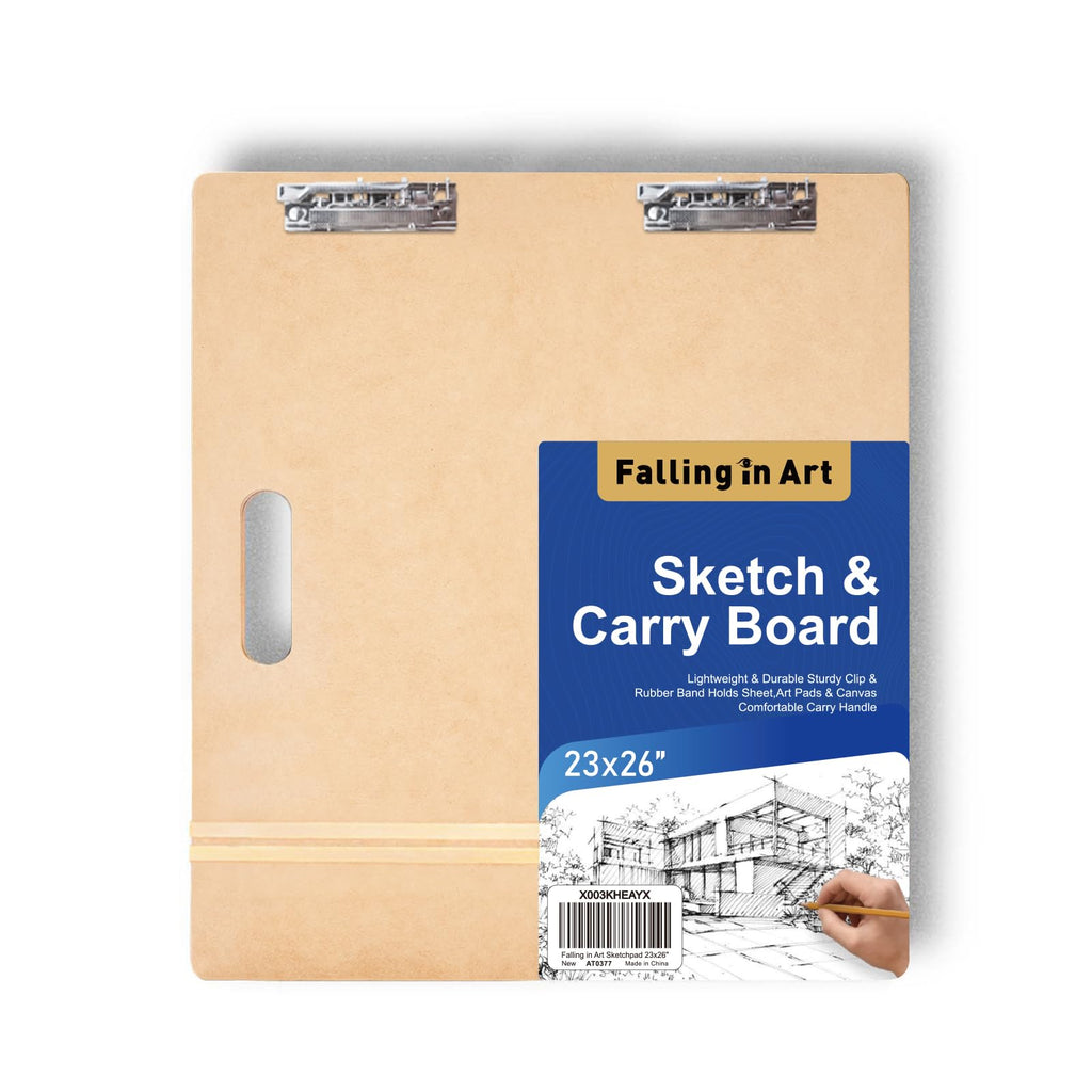 Falling in Art 13x17 Professional Sketch Board, Drawing Tote Board for Artists with Sturdy Clip and Rubber Bands, Portable Art Clipboard for Classroom and Studio Drawing