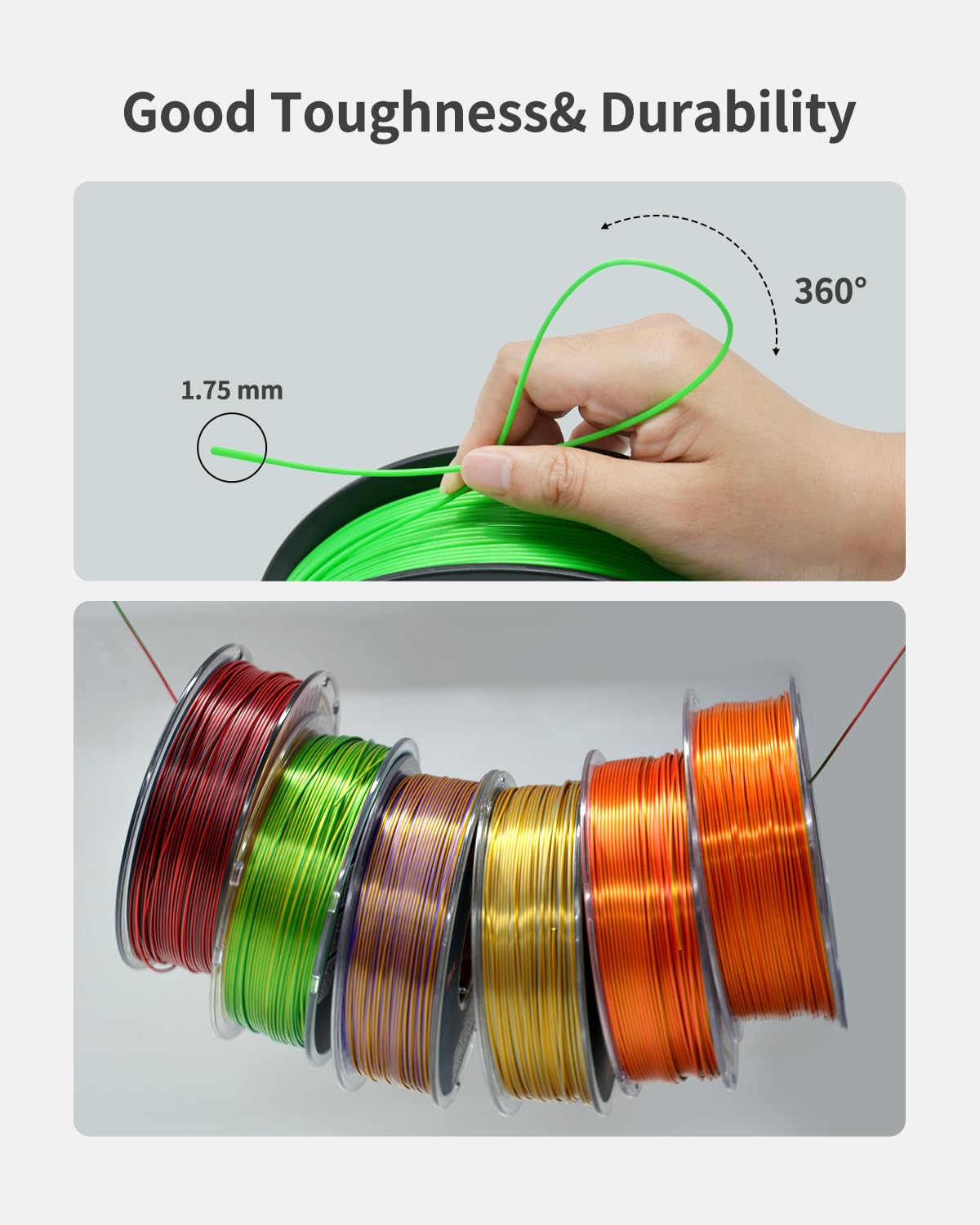 PLA Filament 1.75mm, 3D Printer Filament 1kg Spool (2.2lbs), Neatly Wound, +/- 0.02mm Precision, No Clog/Bubble, Excellent Layer Adhesion, Fits Most FDM Printers, Apple Green
