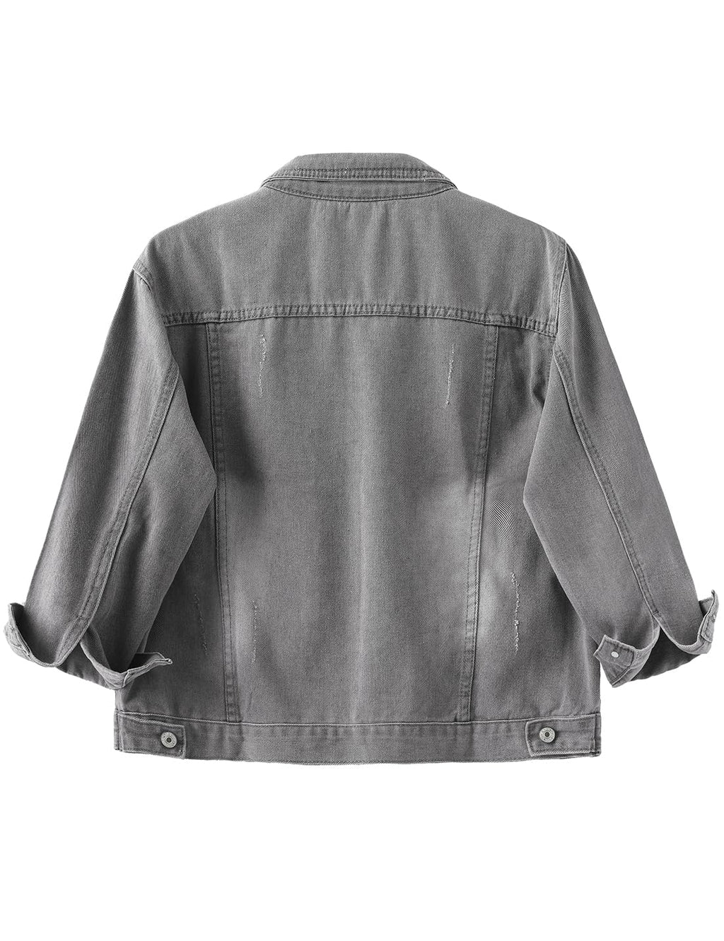 Locachy Womens 3/4 Sleeve Short Denim Jacket Lapel Button Down Cropped Trucker Jean Jackets Coats