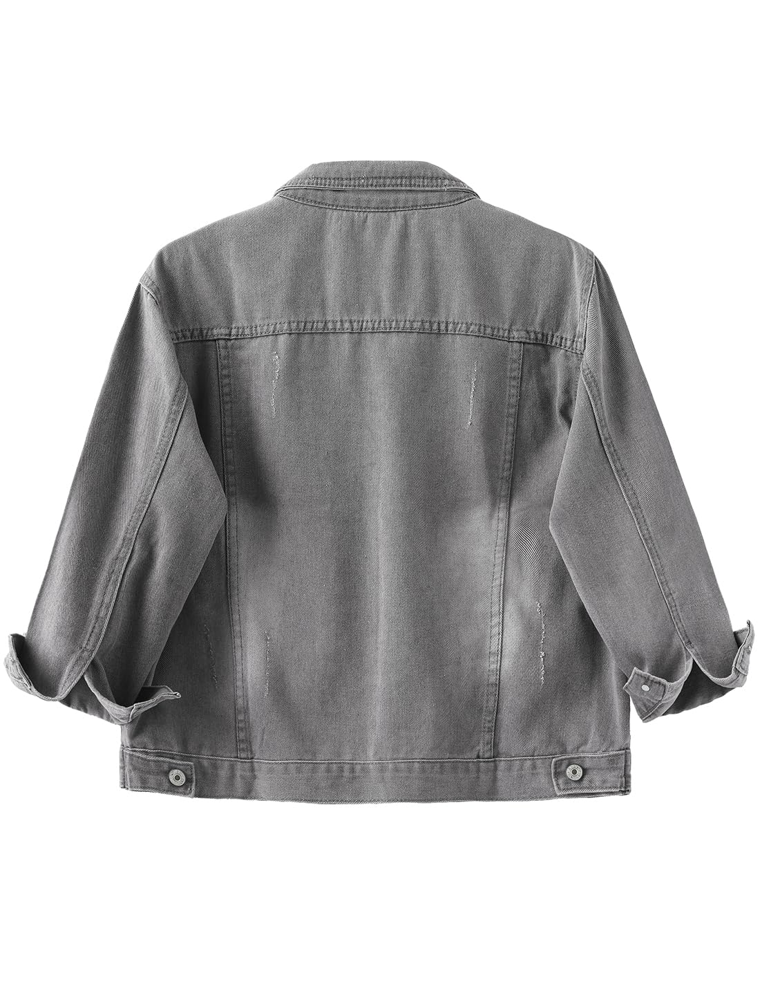 Locachy Womens 3/4 Sleeve Short Denim Jacket Lapel Button Down Cropped Trucker Jean Jackets Coats