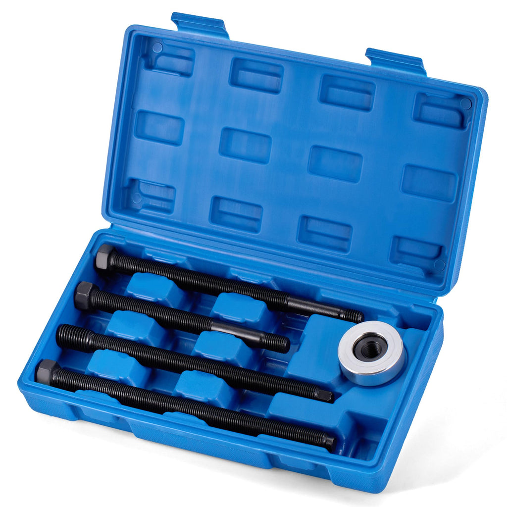 Thorstone 5pcs Harmonic Balancer Installer Set | 5pc Long Reach Crank Pulley Underdrive Pulley Damper Installation Tool Kit with 4 Adapters & Nut Bearing