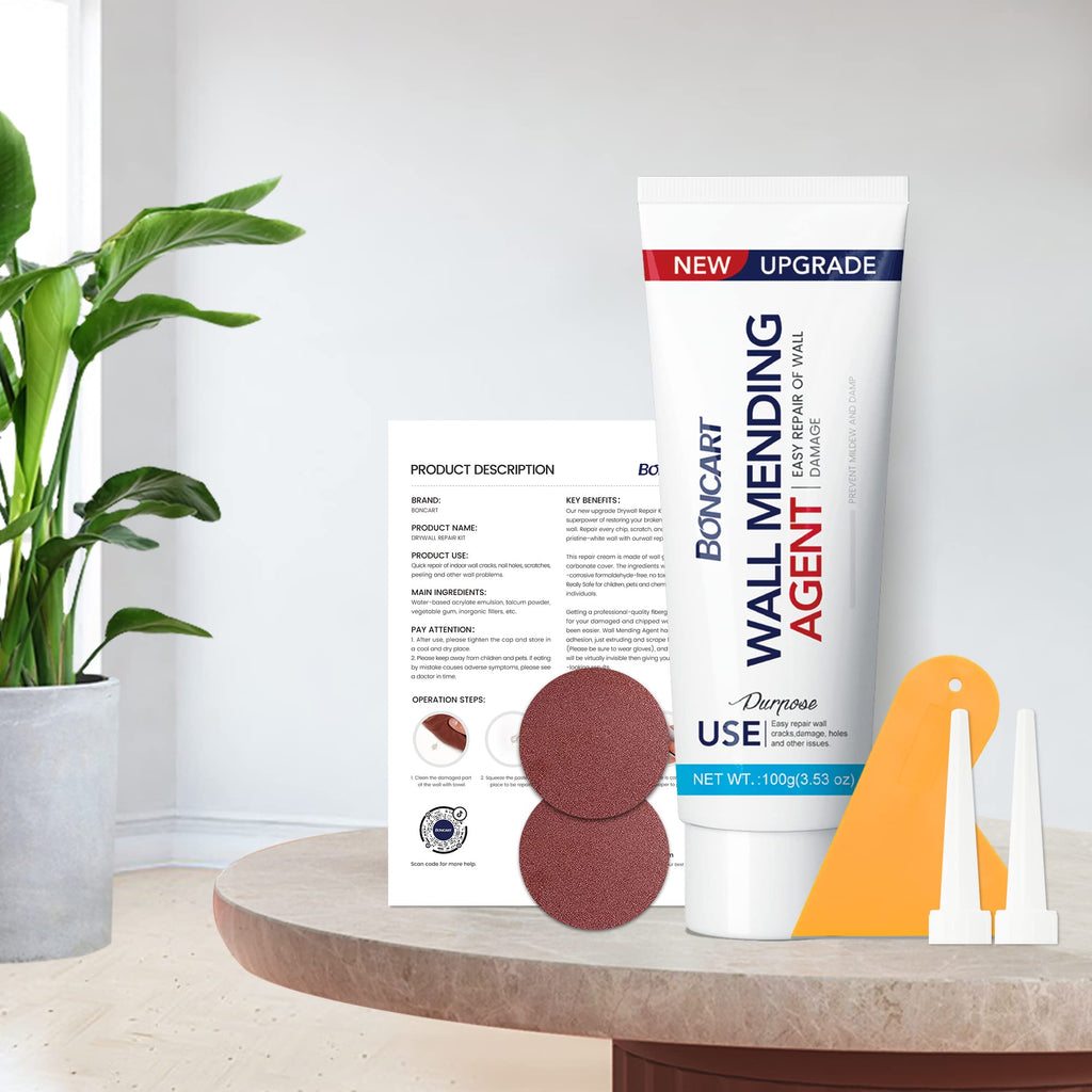 BONCART Spackle Wall Repair Kit,Drywall Repair kit,Wall Mending Agent Putty with Scraper,Plaster Wall Repair Paste for Wall Crack/Nail Hole/Graffiti,Wall Surface