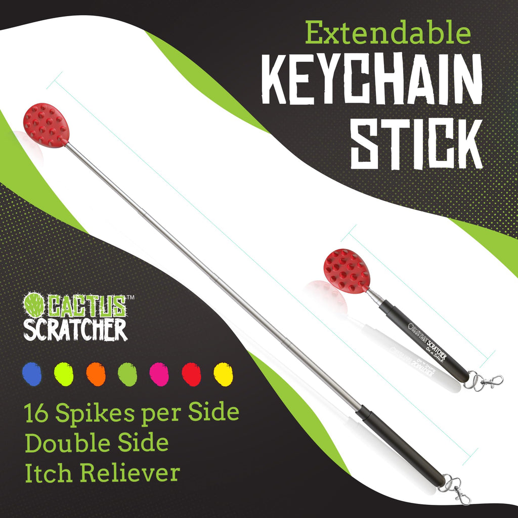 Cactus Scratcher Extendable Big Stick Back Scratcher - Extends 29" Long Double Sided Retractable Scratching Tool for Hand, Neck, Head, and Body - Universal Gift for Family, Pets, and Friends, Glow