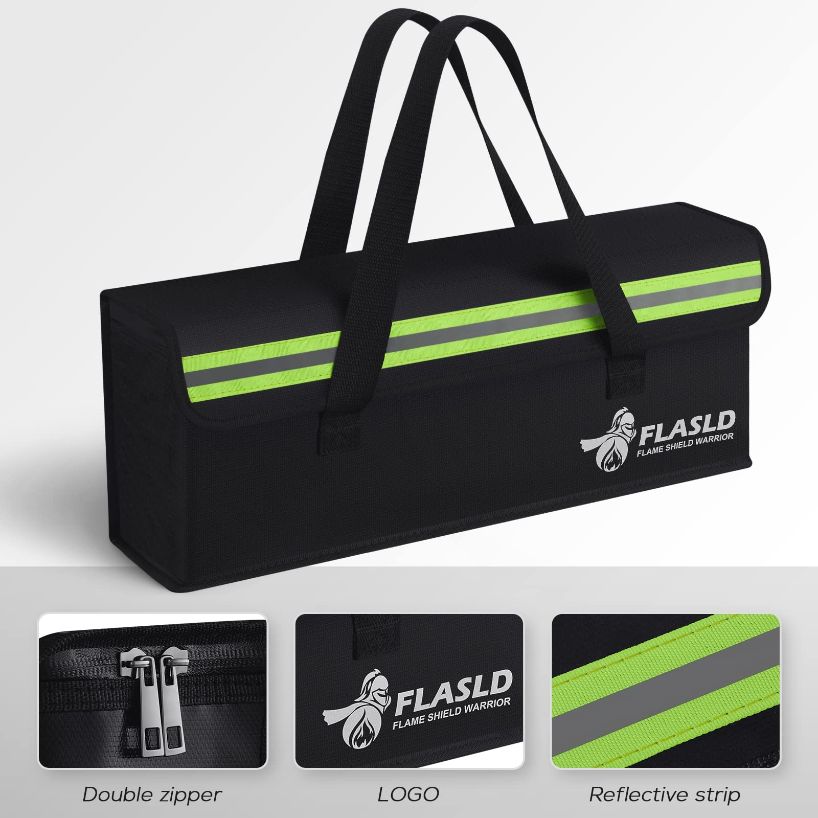 FLASLD Large Fireproof Lipo Bag for 100Ah Lithium Battery Storage and Charging, 14 x 7.8 x 9.5in Waterproof Box for Documents and Valuables