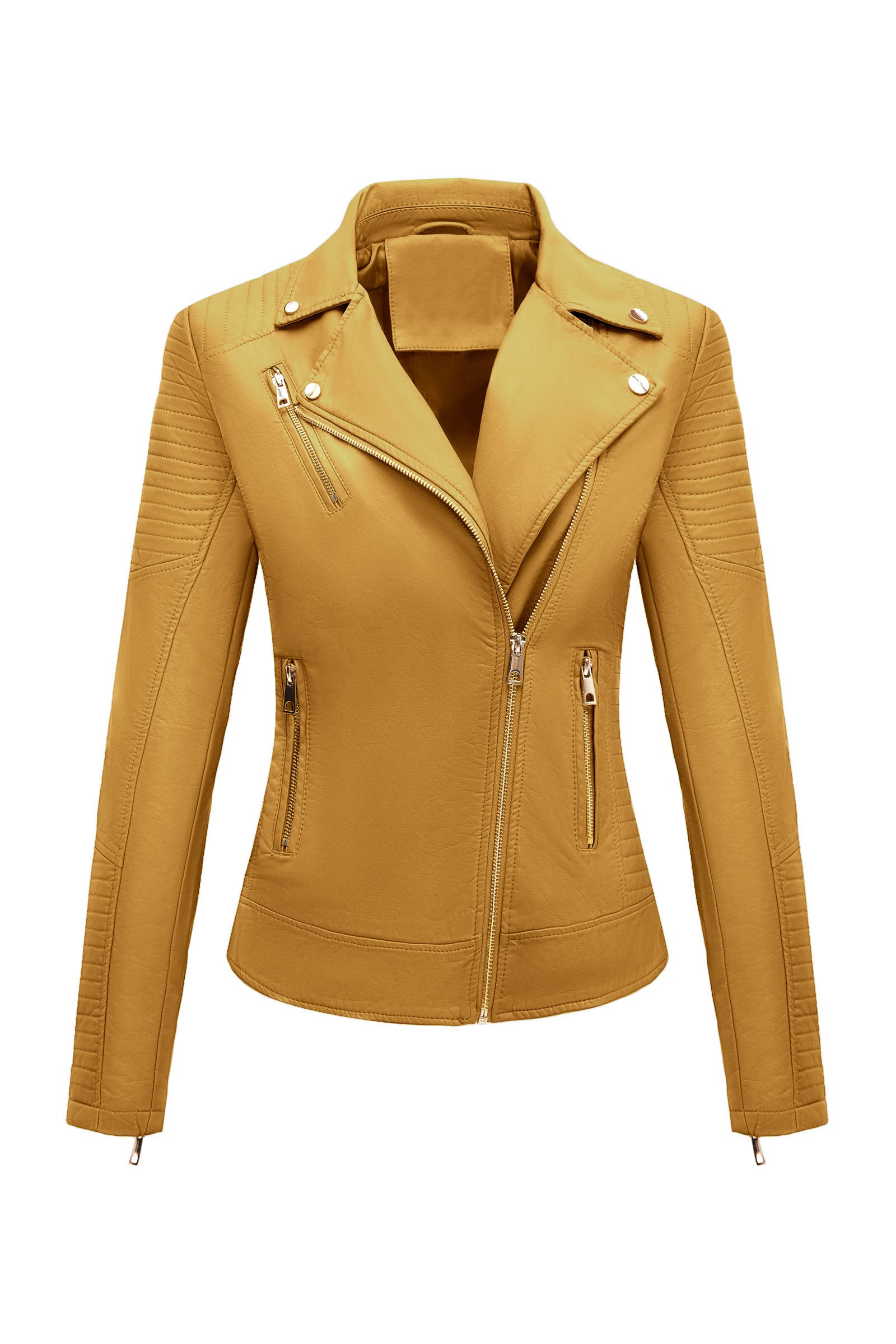 Bellivera Women's Faux Leather Casual Jacket 2026 Spring Trendy Motorcycle Outfits Lightweight Classic Coat