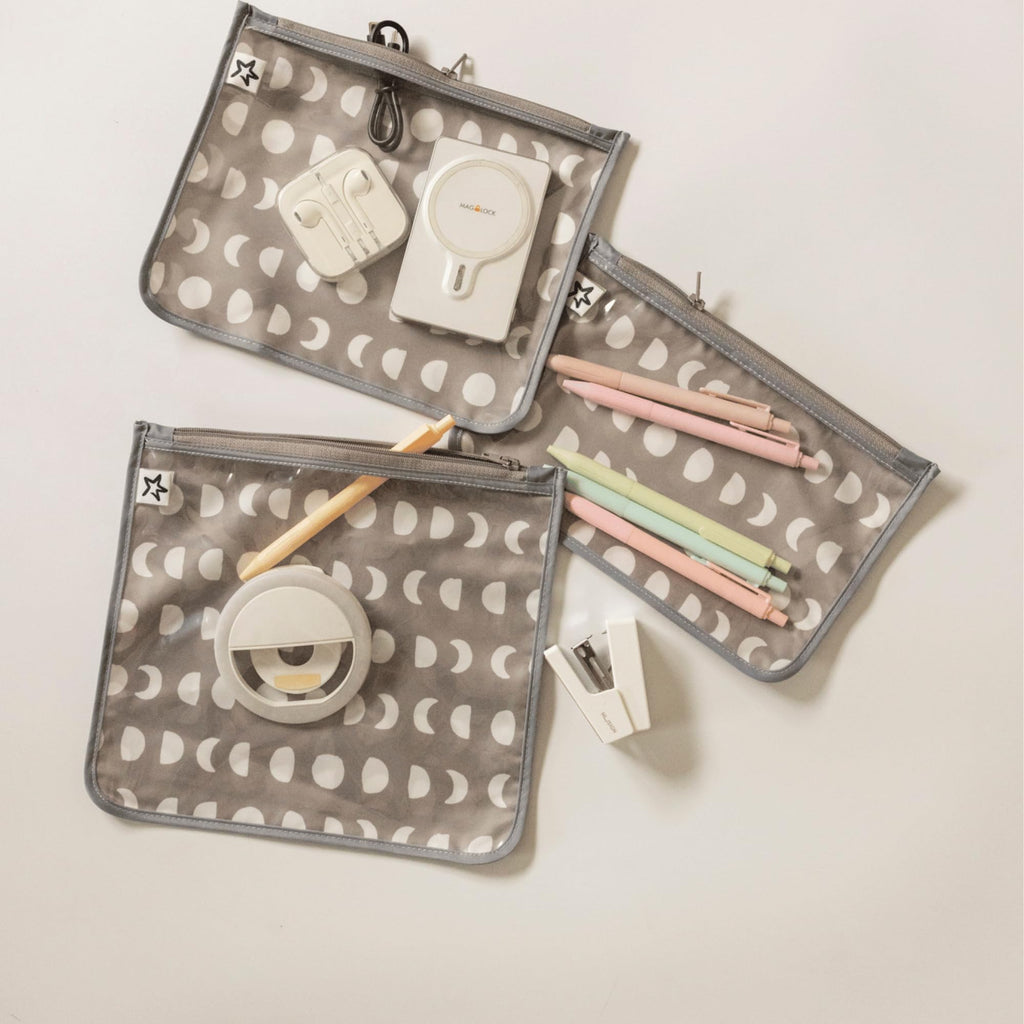 Tiny Twinkle Diaper Bag Organizing Pouches|3 Pack Mess-Proof Clear Front Travel Organizer Bags&TSA Approved Toiletry Bag Set for Baby and Mom Essentials
