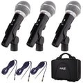 Pyle 3 Piece Professional Dynamic Microphone Kit Cardioid Unidirectional Vocal Handheld MIC with Hard Carry Case & Bag, Holder/Clip & 26ft XLR Audio Cable to 1/4'' Audio Connection (PDMICKT34),Black