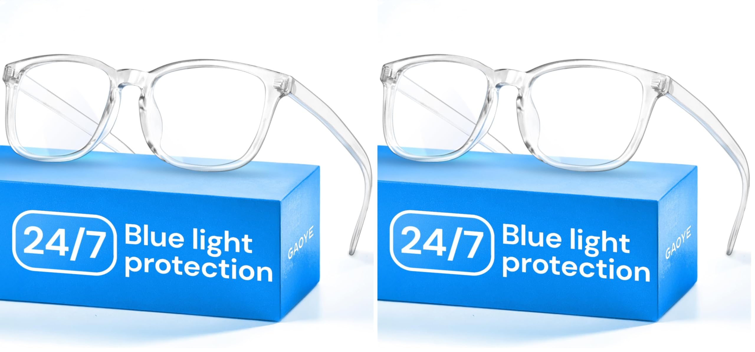 Gaoye Transparent, Clear Blue Light Glasses for Computer & Gaming - Anti UV Ray Lenses, Scratch-Resistant & Comfort Fit