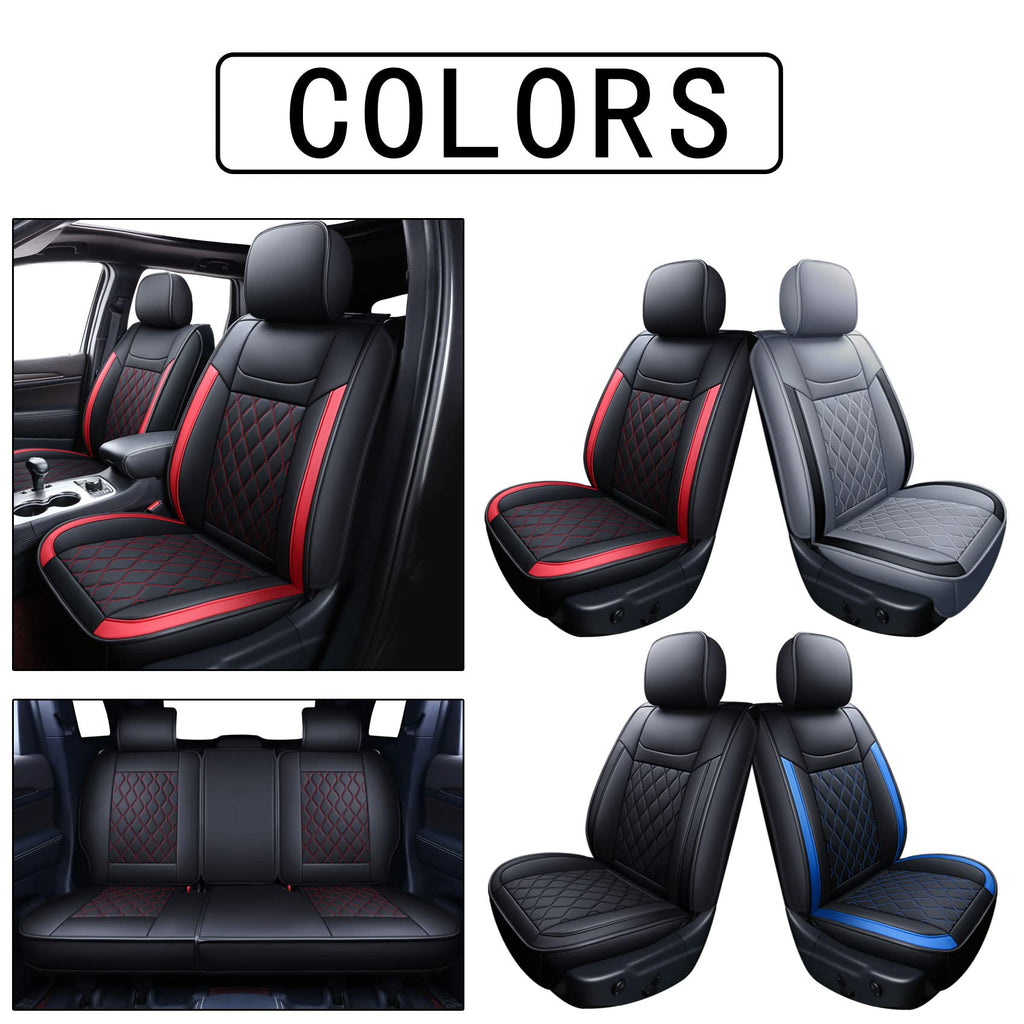 Huidasource Grand Cherokee Seat Covers, 2 Pieces Waterproof Leather Customized Car Seat Cushion Covers Protectors Compatible with Jeep Grand Cherokee 2011-2022 (2Pcs Front/Black)