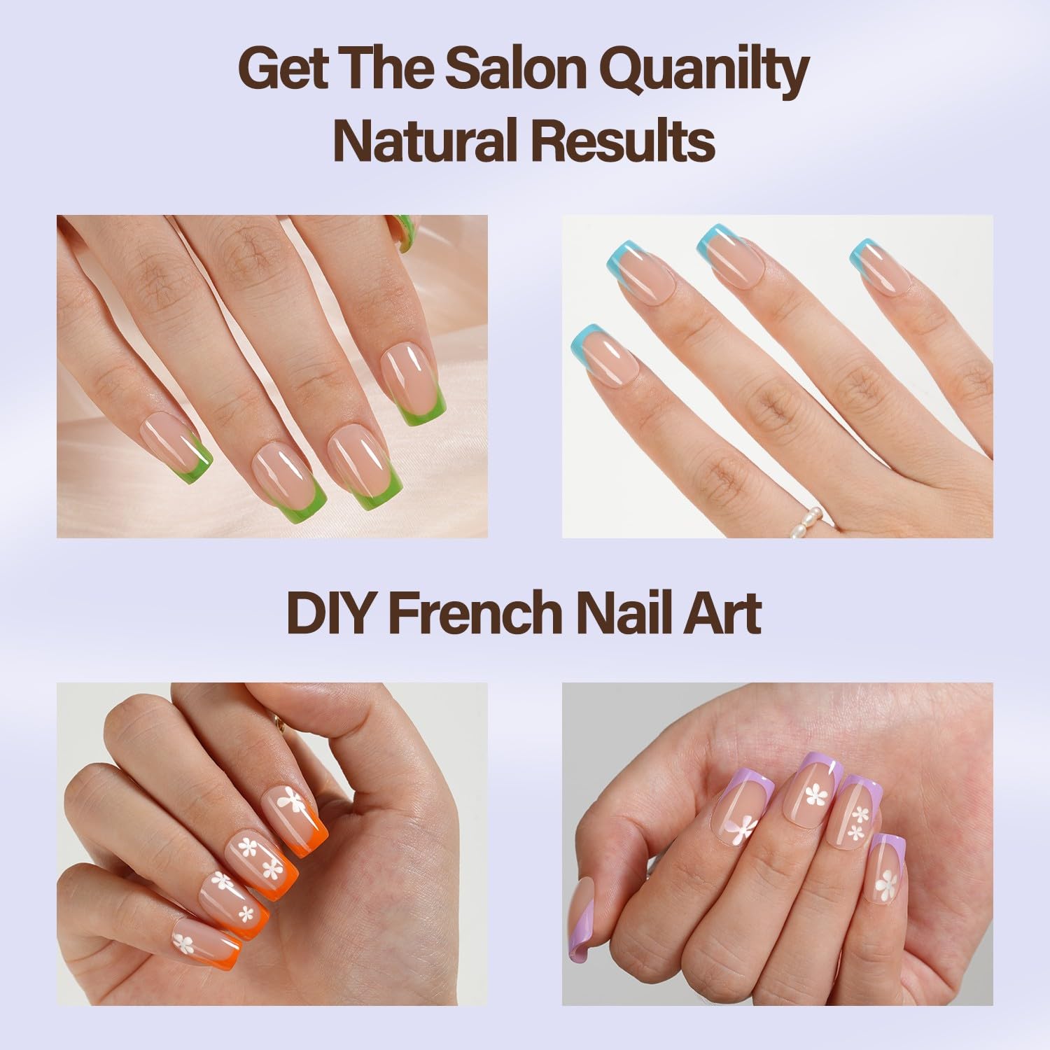 Misssix XBASICTIPS French Tip Press On Nails, 300Pcs French Gel Nail Tips Long Square, Soft Gel Pre-shaped No Need to File 3 in 1 Tips, Fake Nails for Nail Art DIY Extension Designs 15 Sizes