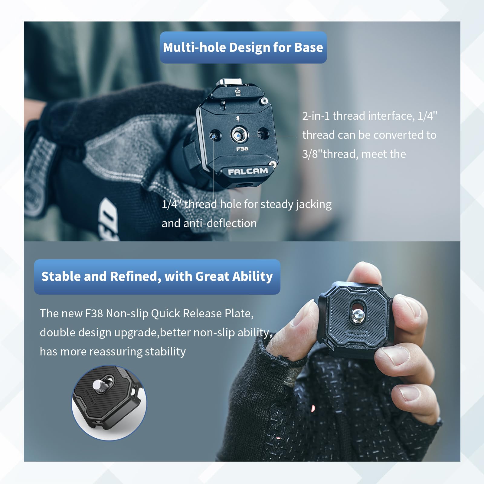 ULANZI F38 Camera Quick Release Plate w 1/4" to 3/8" Screw Thread, Quick Release System QR Plate Camera Tripod Mount Adapter for Sony Canon Monopod DSLR Stabilizer Slider DJI Switch Between Stablizer