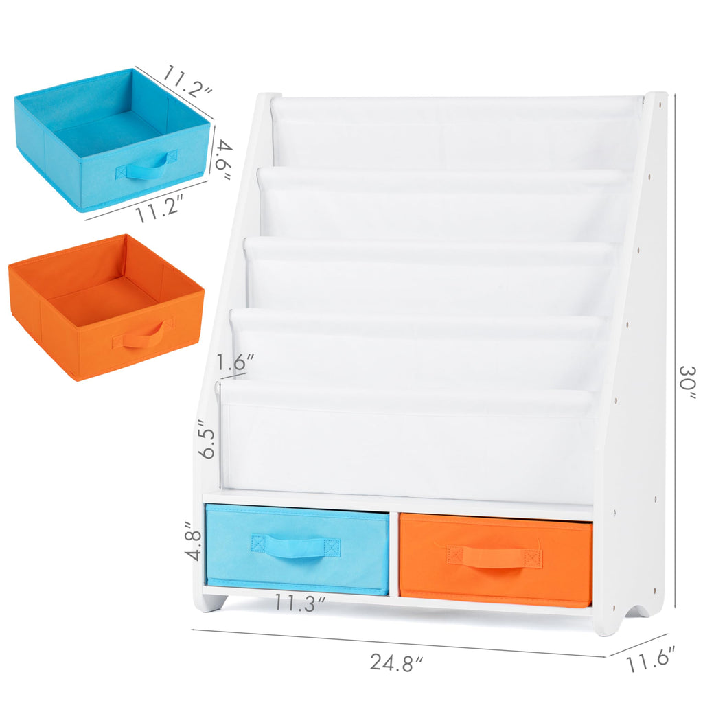 UTEX Kids Sling Bookshelf - Kids Magazine Rack with Organizer, Book Organizer (Espresso)