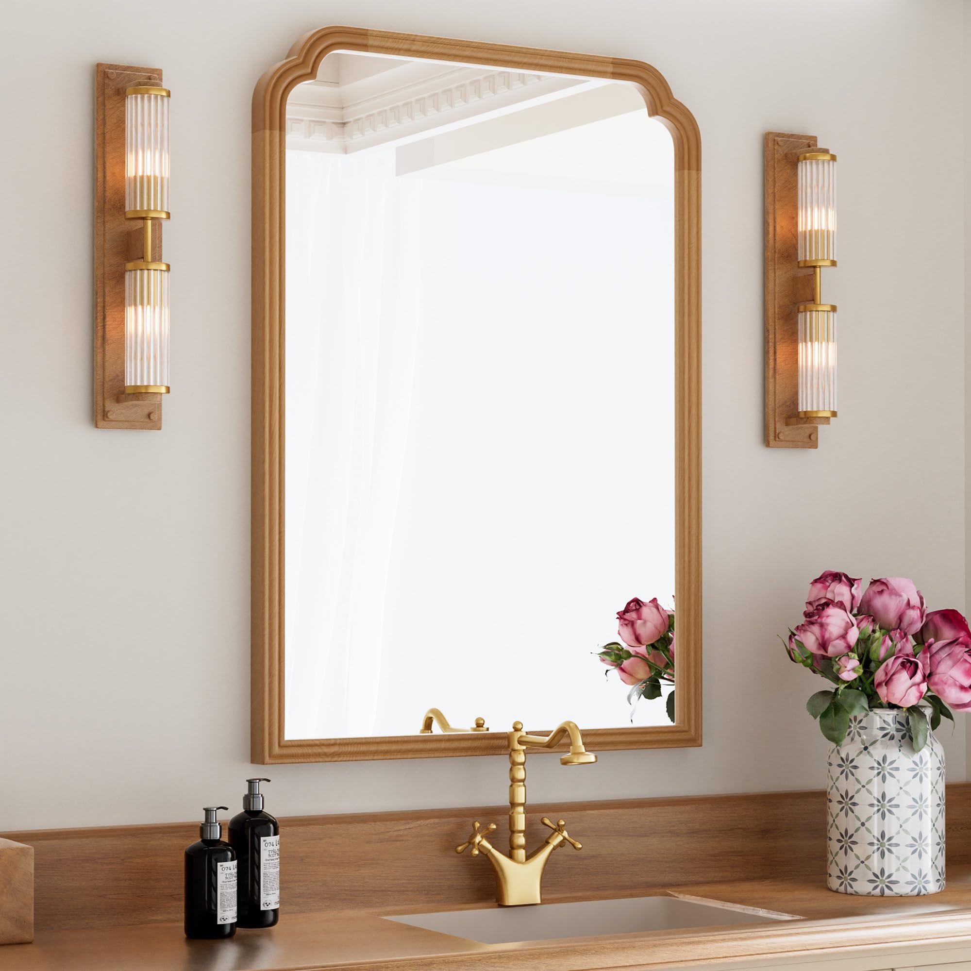 Ferytange 18X24 Inch Black Mirror for Wall with Metal Frame Rectangular Rounded Bathroom Vanity Mirror Anti-Rust, Hangs (Black 18" x 24")