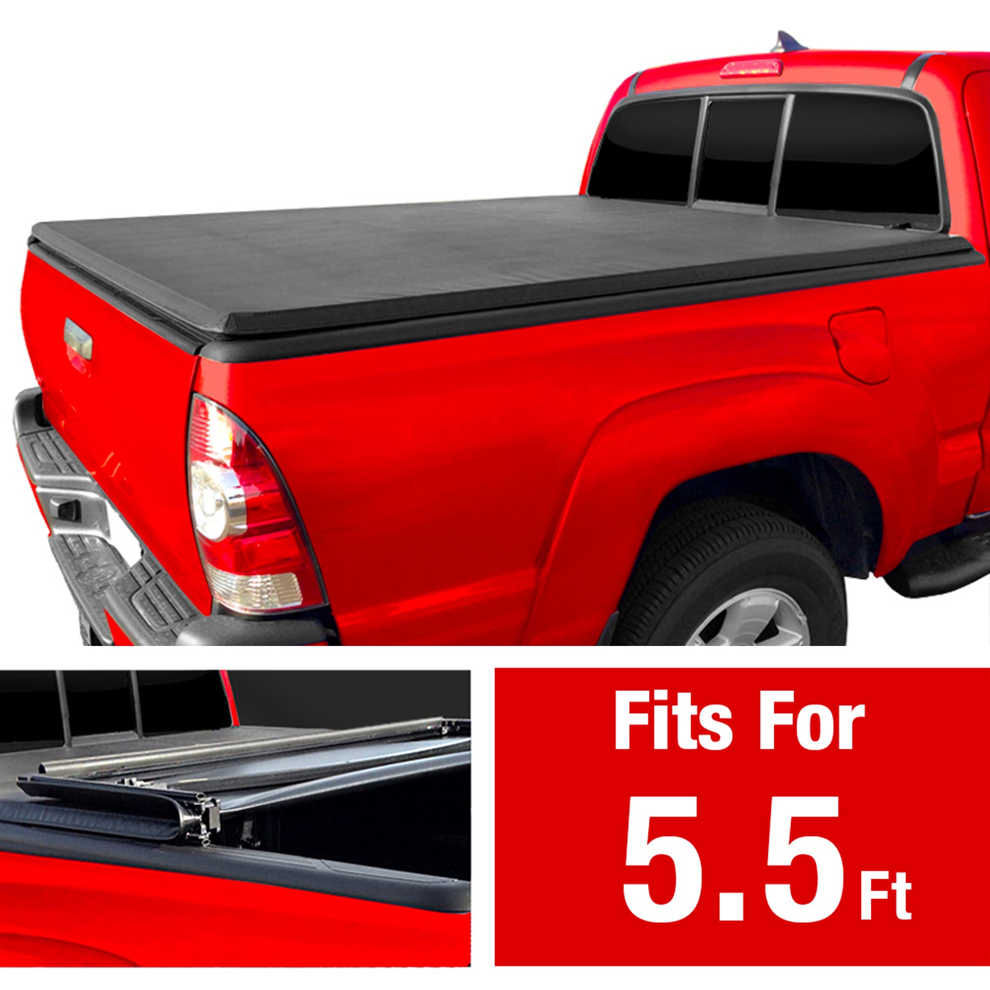 MaxMate Soft Roll-up Truck Bed Tonneau Cover Compatible with 2007-2013 Toyota Tundra | 5.5' (67") Bed | TCT169038