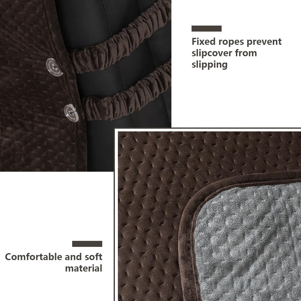 STONECREST Recliner Chair Cover, Water Resistant Velvet Quilted Slipcover, Stay in Place (Black/Grey, Recliner 23" Regular)