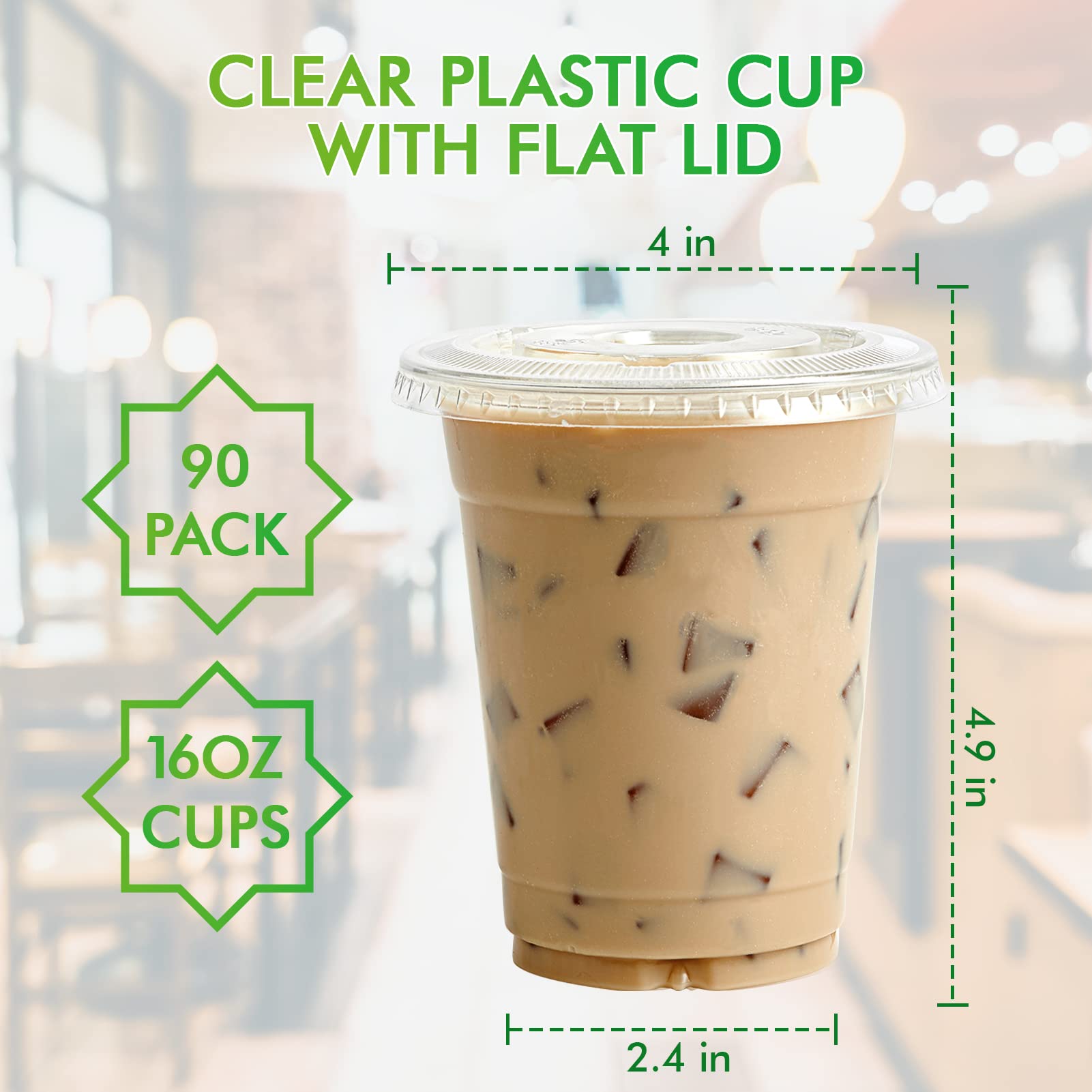 Lilymicky 200 Sets 10 oz Clear Plastic Cups With Flat Lids, 10 Ounce Disposable Drinking Cups for Smoothie, Slurpee, or Any Cold Drinks