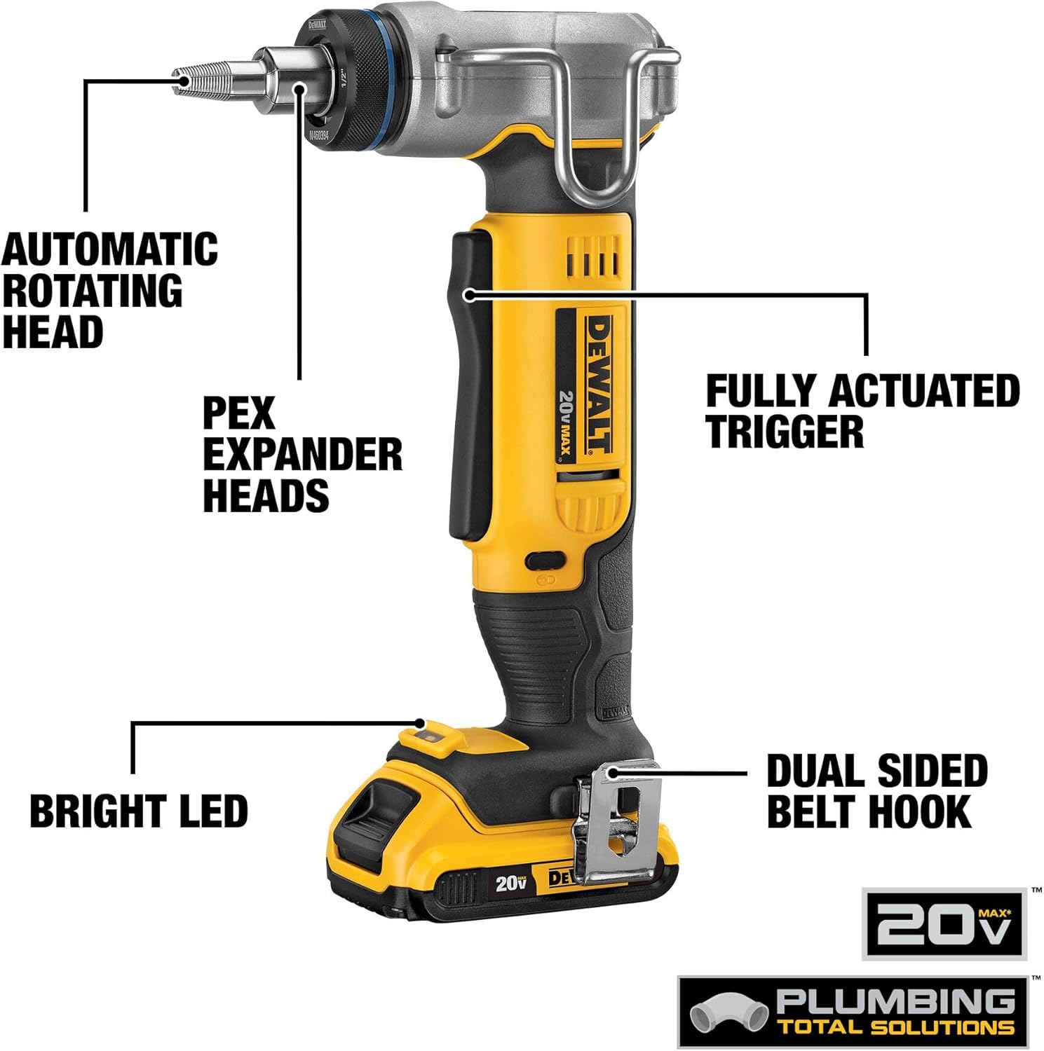 DEWALT 20V MAX* PEX Expander Tool Kit, 1-Inch (DCE400D2)