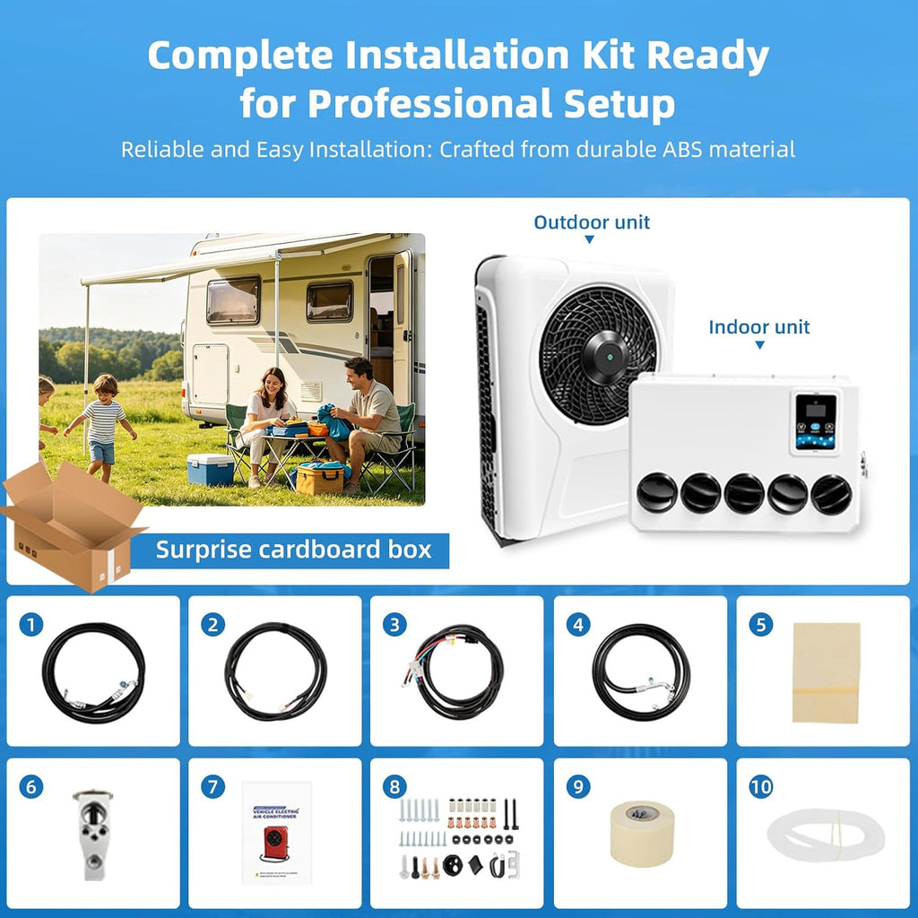 Treeligo 12V Truck Cab Air Conditioner 12000BTU, Mini Split 12 Volt DC Electric Split ac Unit, 45dB Low Noise, Fast Cooling AC Unit Universal dc Air Conditioning for semi trucks RV Camper