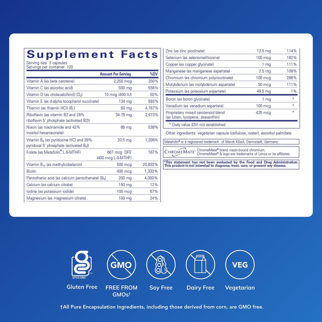 Pure Encapsulations Nutrient 950 Without Iron | Supplement to Support Cardiovascular, Immune, and Cellular Health, Bones, Hormone Metabolism, and Carbohydrate Utilization* | 180 Capsules