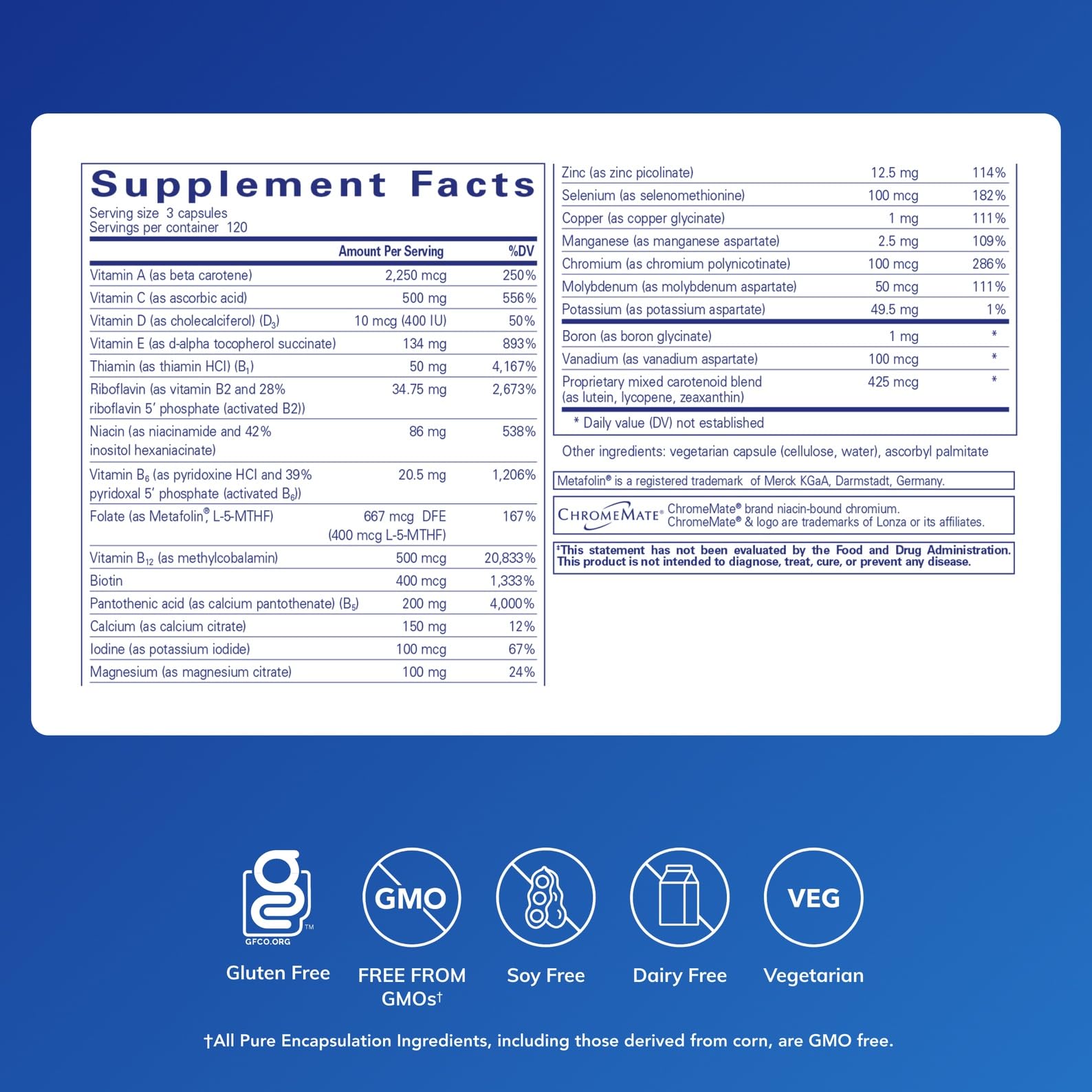 Pure Encapsulations Nutrient 950 Without Iron | Supplement to Support Cardiovascular, Immune, and Cellular Health, Bones, Hormone Metabolism, and Carbohydrate Utilization* | 180 Capsules