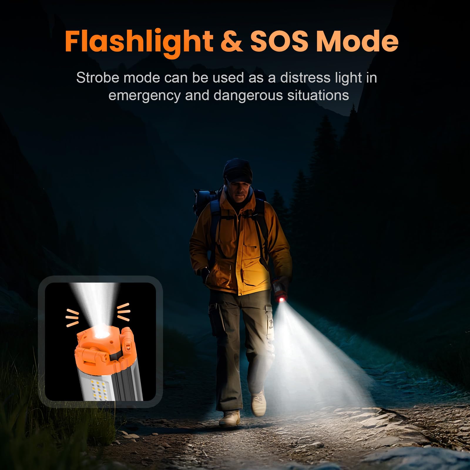 CAVN Rechargeable Camping Lights with Stand 6.0 ft Max Height, Portable Cordless LED Work Light 2200 Lumens 6500/4500/3500K Dimmable Camping Essentials Gear with Detachable Tripod, Black