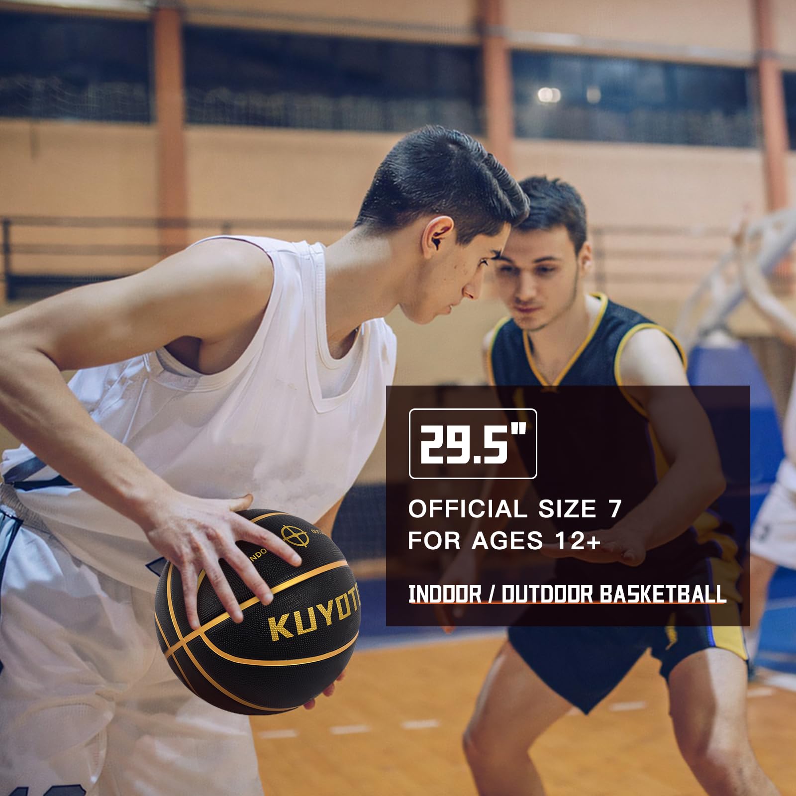 KUYOTQ Kids Youth Adult Size 3/4/5/6/7 (22/25.5/27.5/28.5/29.5") Basketball Premium Rubber or Faux Leather Basketball Indoor Outdoor Basketball for Boys Girls Womens Mens Basketball Gifts (Deflated)
