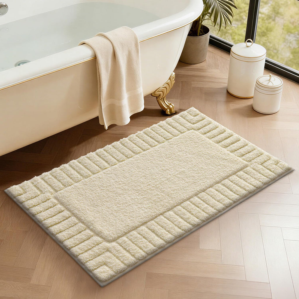 LUMI Bathroom Rugs Non Slip with Rubber Backing, Extra Soft Plush Microfiber Bath Rug Absorbent, Machine Washable Bath Mat Quick Dry for Tub, Shower, Hotel, Beige, 16"x24"