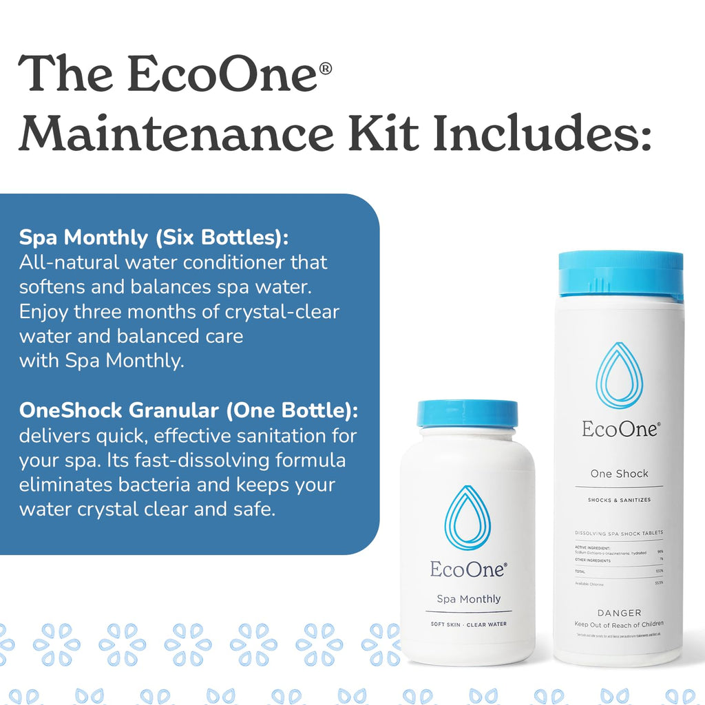 EcoOne Spa Monthly | Gentle All-Natural Spa Treatment | Conditioning Hot Tub, Pool, & Spa Cleaner | Above, In-Ground, or Inflatable Hot Tub Cleaner Stabilizes pH & Alkalinity, 8 Oz, (1-Pack)