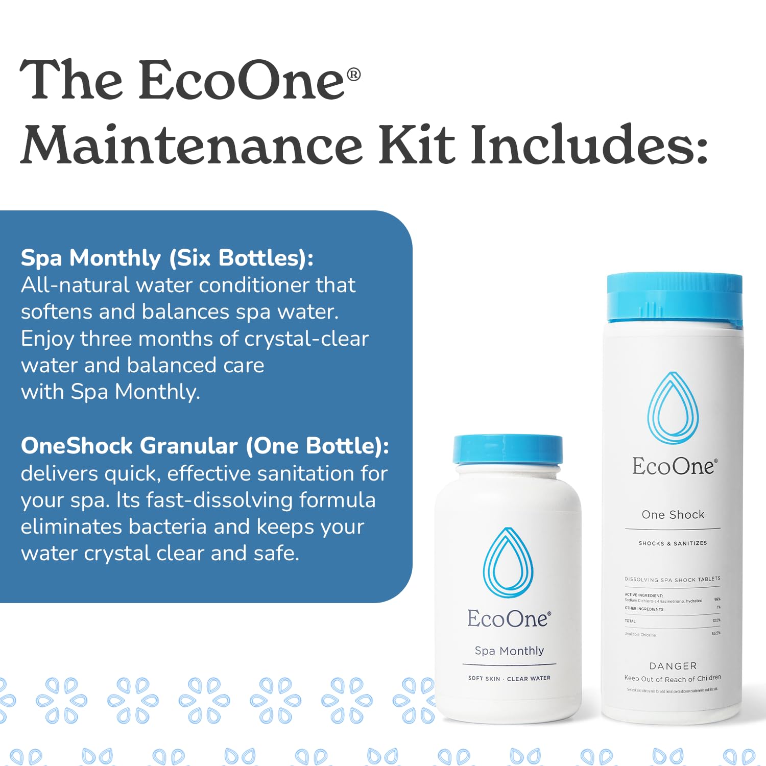 EcoOne Spa Monthly | Gentle All-Natural Spa Treatment | Conditioning Hot Tub, Pool, & Spa Cleaner | Above, In-Ground, or Inflatable Hot Tub Cleaner Stabilizes pH & Alkalinity, 8 Oz, (1-Pack)