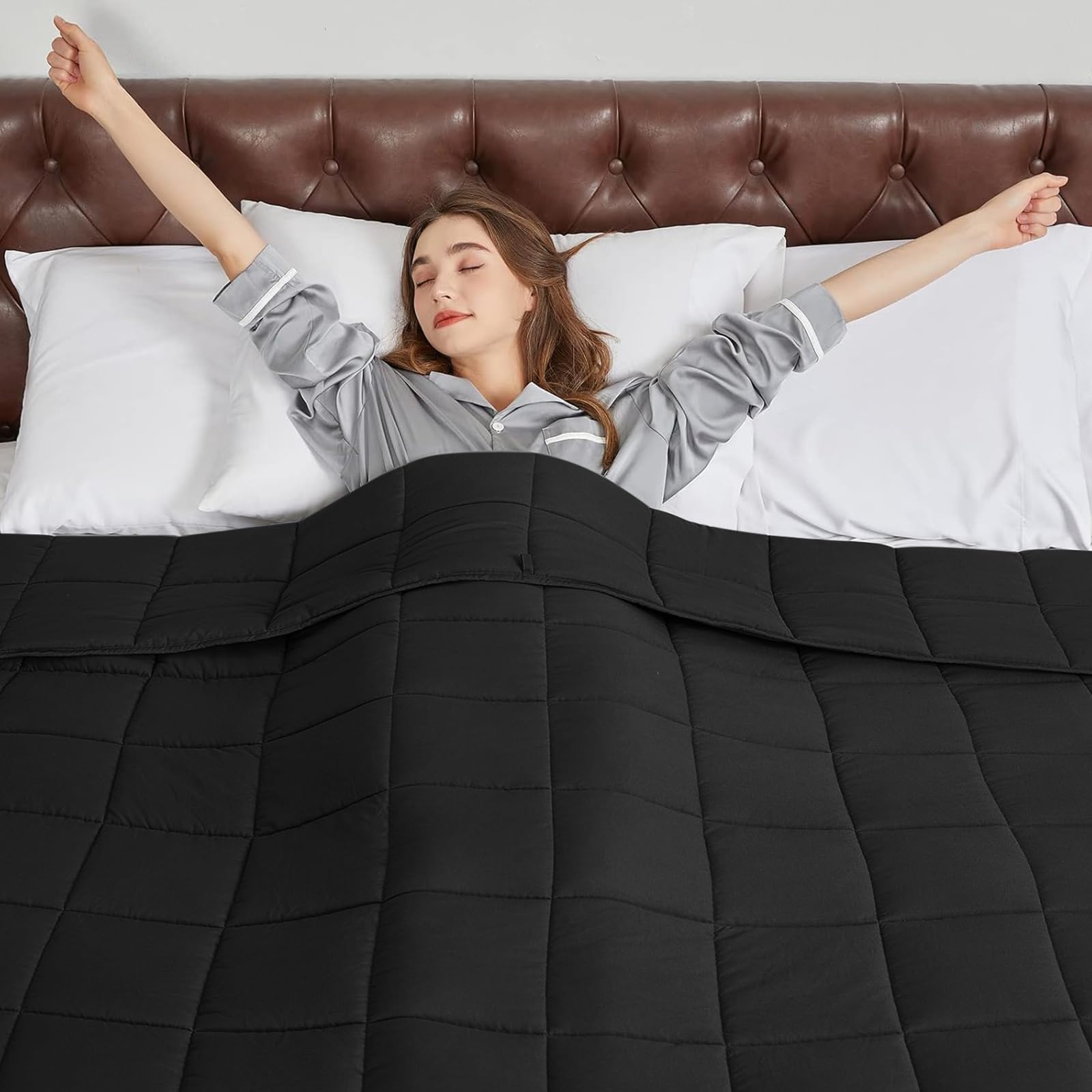 CYMULA Weighted Blanket for Adults (25lbs 80"x87" King Size Black) - Cooling Breathable Heavy Blankets for Summer Winter - Ultra Microfiber Soft Comfort Blanket with Glass Beads - Gifts for Men/Women
