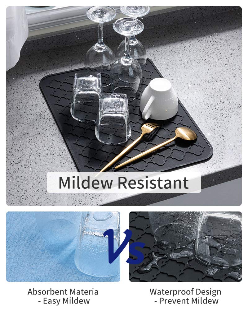 AMOAMI-Dish Drying Mats for Kitchen Counter-Silicone Dish Drying Mat-Kitchen Dish Drying Pad Heat Resistant Mat-Kitchen Gadgets Kitchen Accessories Kitchen Small Appliances(12" x 16", BEIGE)