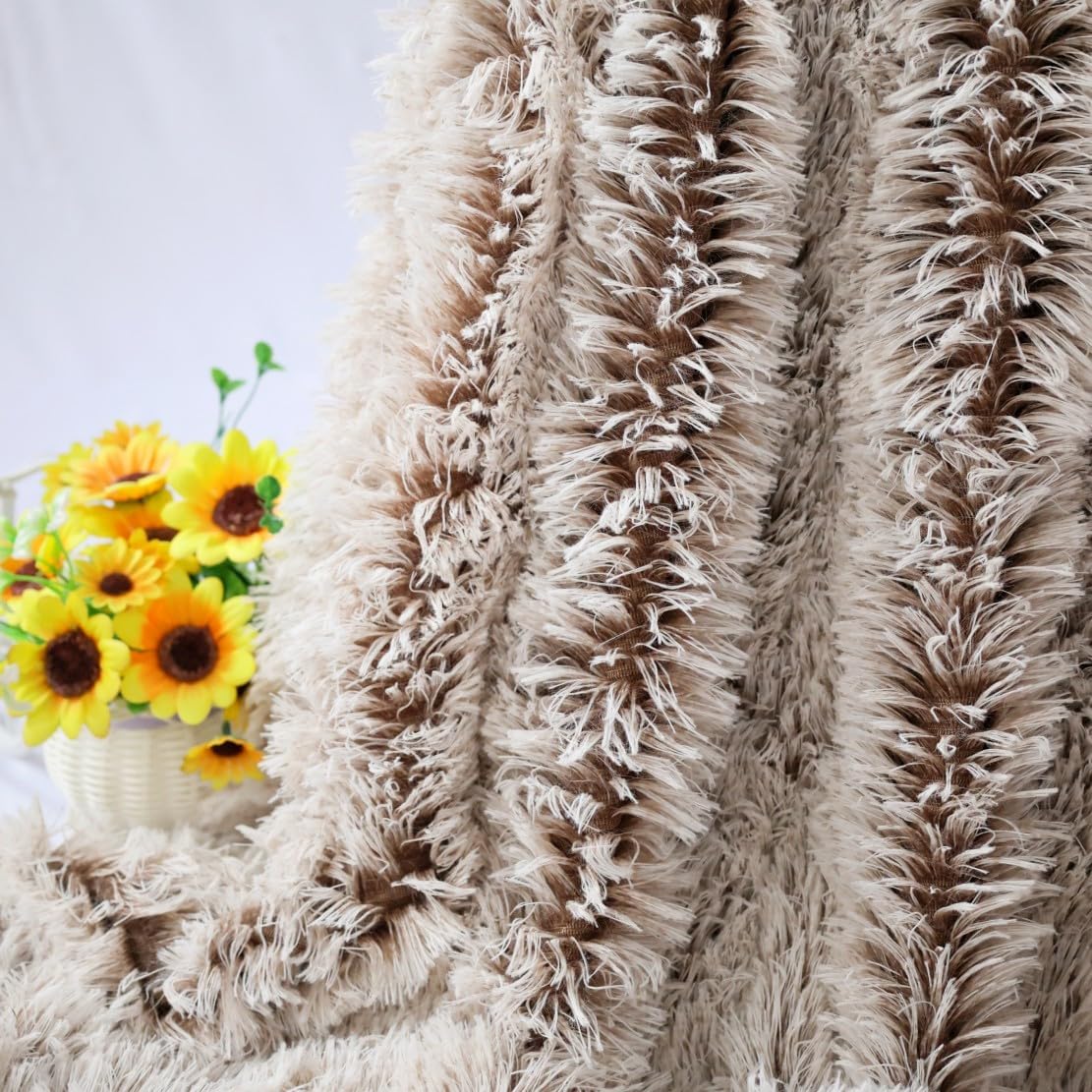Plush Super Soft Blanket Bedding Sofa Cover Furry Fuzzy Fur Warm Throw Qulit Cozy Couch Blanket for Winter (51"x63", Black)