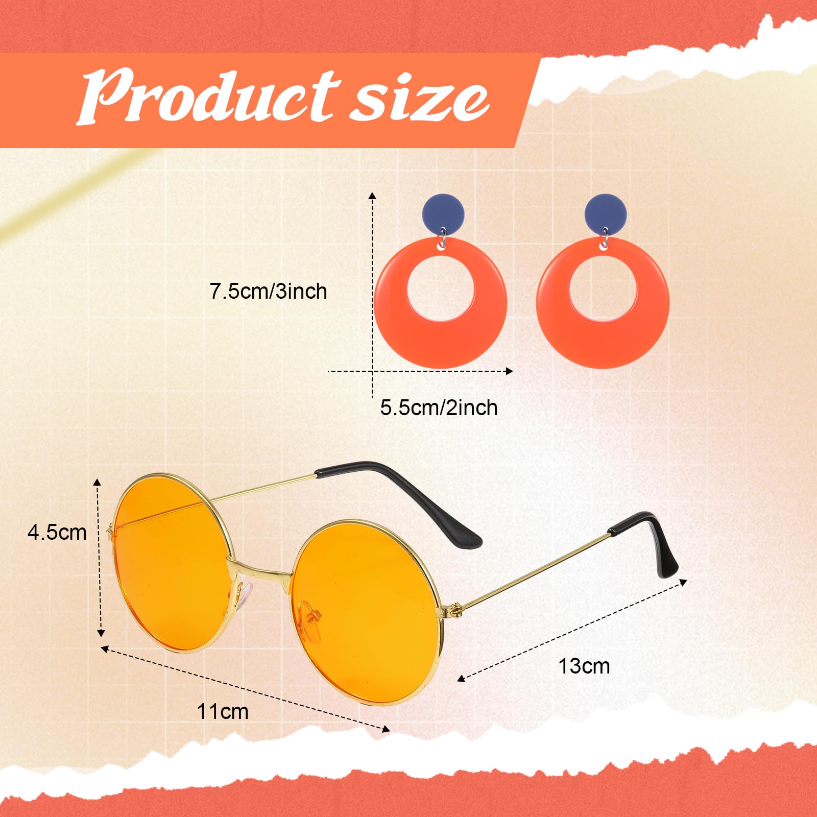 Leumoi 6 Pcs 60s 70s Disco Outfit Women Hippie Costume Accessories Flared Pants Headband Earrings Sunglass