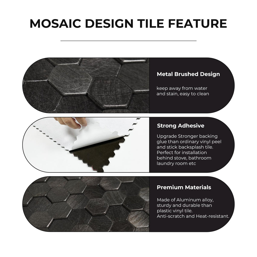STICKGOO Peel and Stick Backsplash Tiles, Stick on Mosaic Self Adhesive Tiles, 3D Hexagon Backsplash for Kitchen Bathroom Fireplace Vanity (8PCS, Copper)