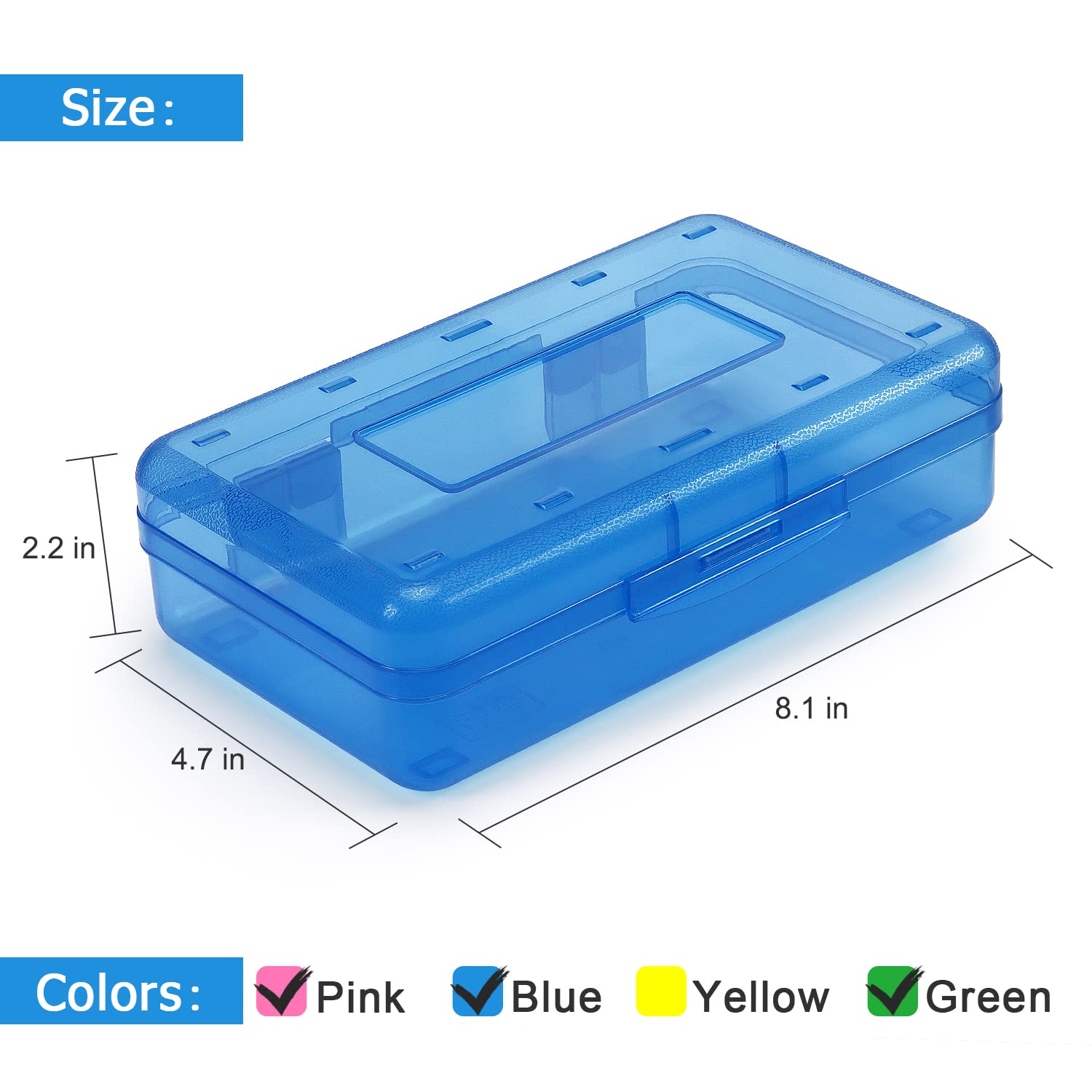 Tamaki 1 Pack Plastic Pencil Box Large Capacity Pencil Boxes Clear Boxes with Snap-tight Lid Stackable Design and Stylish Office Supplies Storage Organizer Box, Black