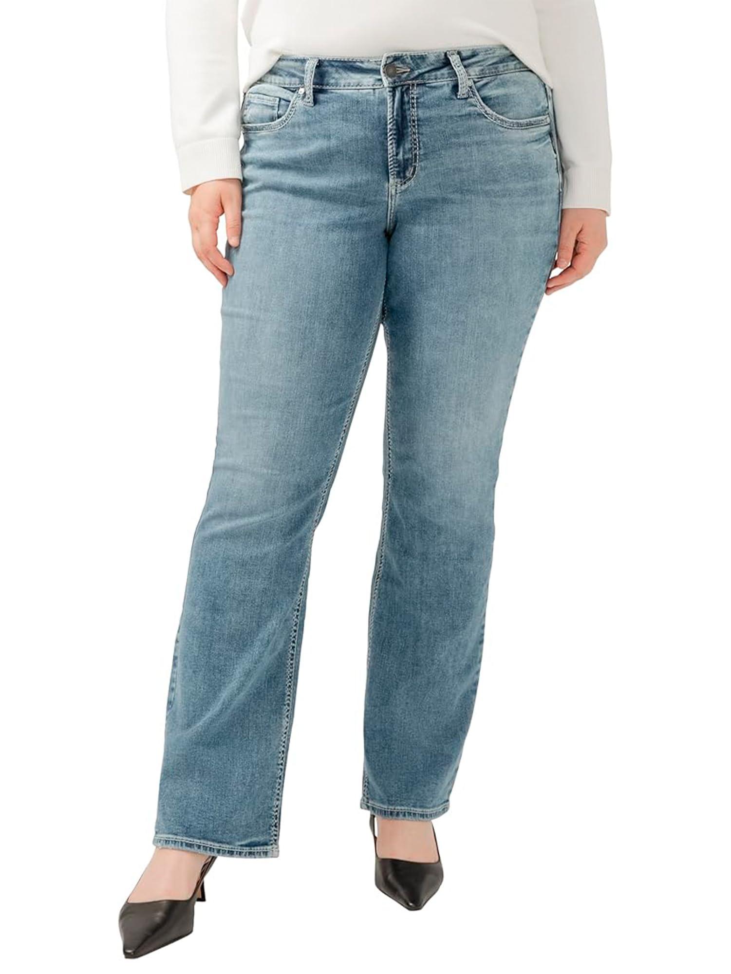 Silver Jeans Co. Women's Plus Size Suki Mid Rise Slim Bootcut Jeans