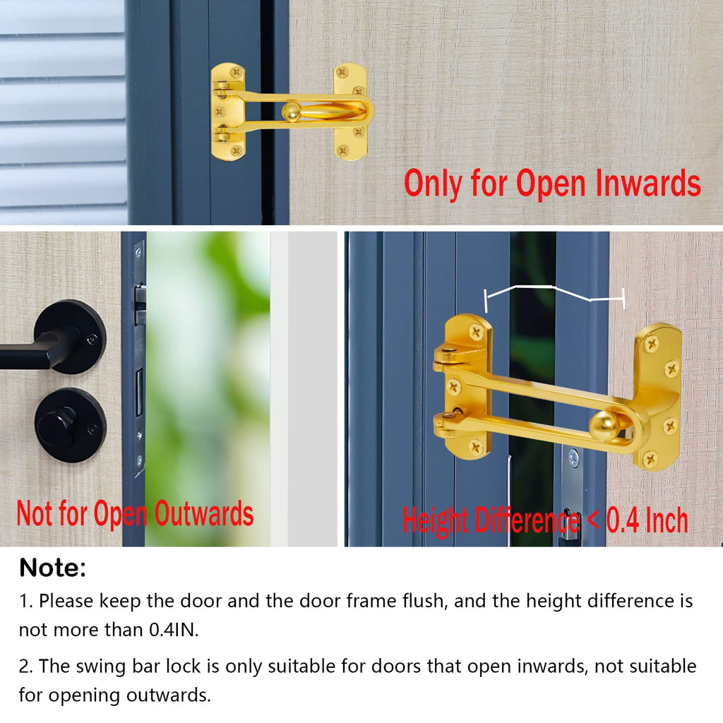 Topbuti Home Security Door Lock, 2 Pack Latch Guard Clasp Front Door Locks for Kids, Home Reinforcement Lock for Swing-in Doors, Hotel Door Latches, Thicken Solid Aluminium Alloy (Black)
