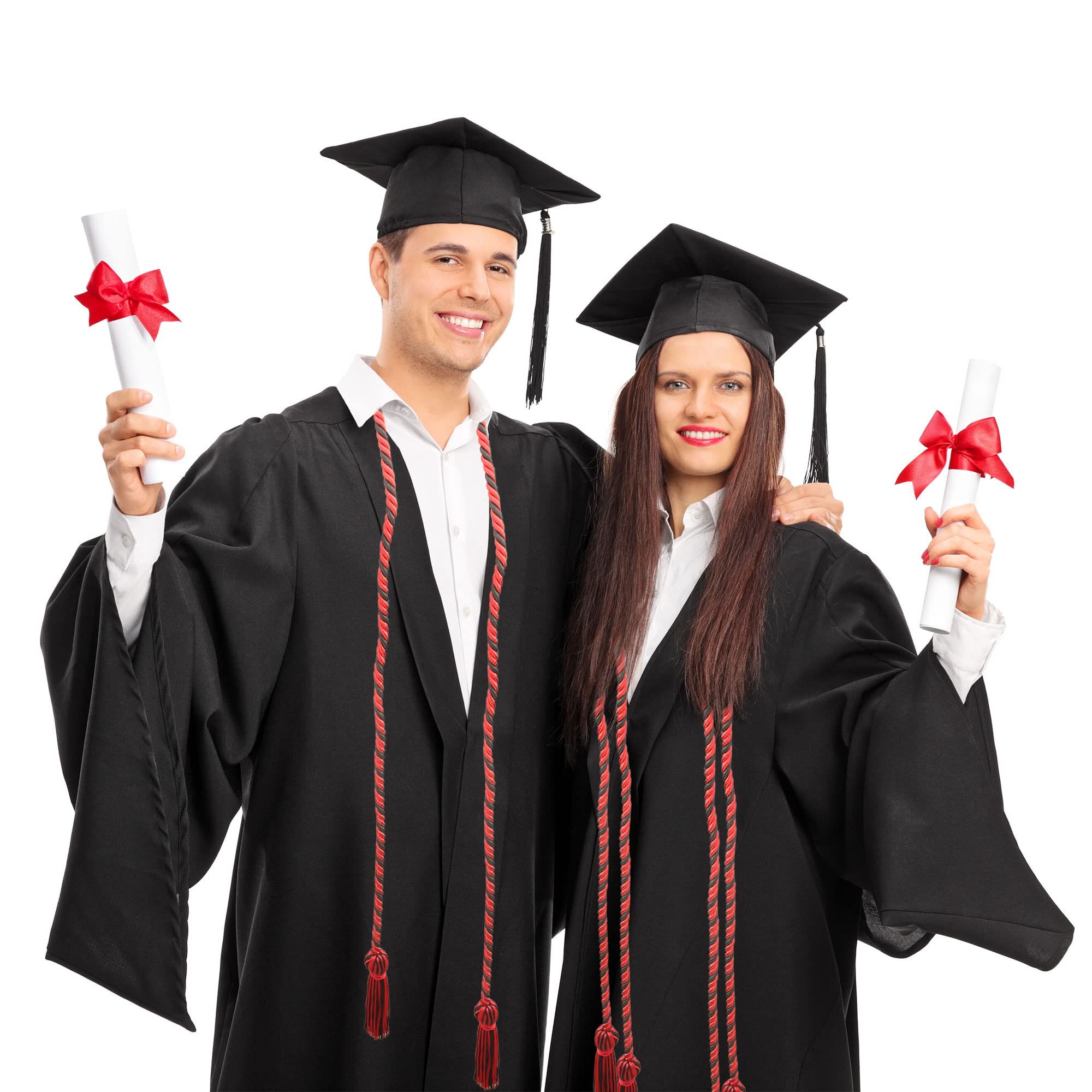15 Pieces Graduation Honor Cord Braided Honor Cords with Tassels for Graduation Students (Black)