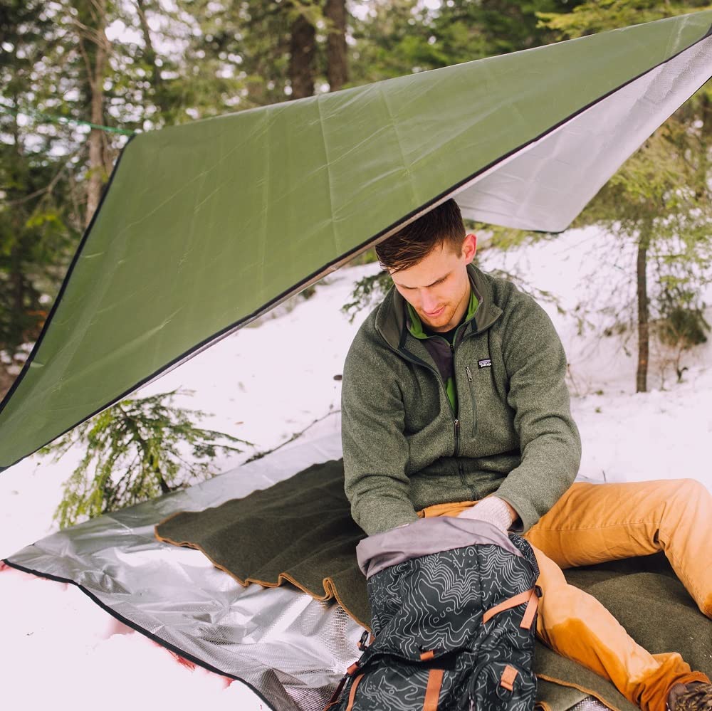Arcturus Insulated Tarp, Reusable Heavy Duty Thermal Survival Blanket – 60x82in, Reflects 90% Body Heat, Waterproof, Windproof, 3-Layer Design, Reinforced Grommets, Black