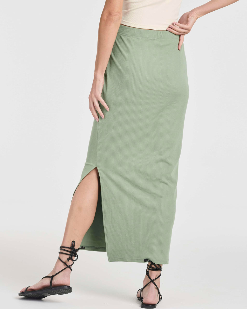 Real Essentials 3 Pack: Women's Ribbed High Waisted Maxi Skirt with Side Slit - Casual Long Pencil Skirt
