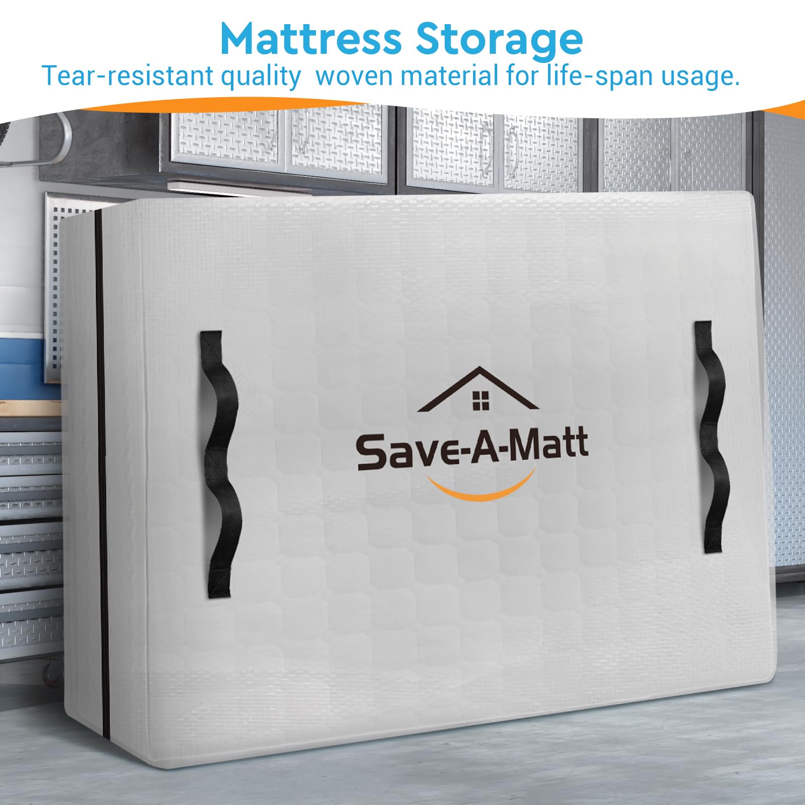 SaveAMatt Mattress Bags for Moving -Extra Thick Queen Mattress Storage Bag, 8 Strong Handles & Reinforced Stitching, Waterproof Reusable Clear Mattress Cover Protector (82’’x63’’x15’’ Queen Size)