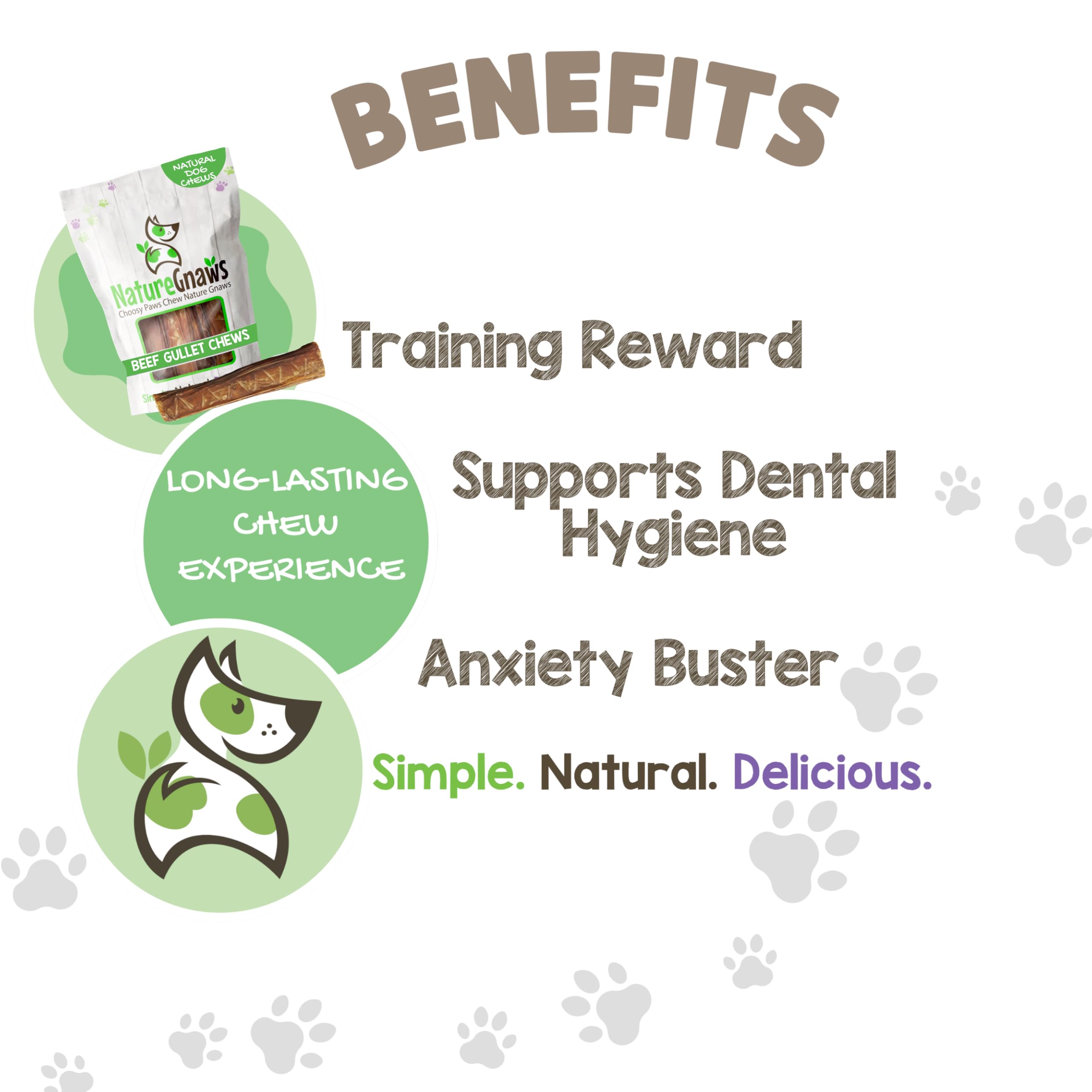 Nature Gnaws Beef Gullet Chews for Small Dogs 4-5" (20 Count) - Natural Beef Jerky Stick Dog Chew Treats - Rawhide Free