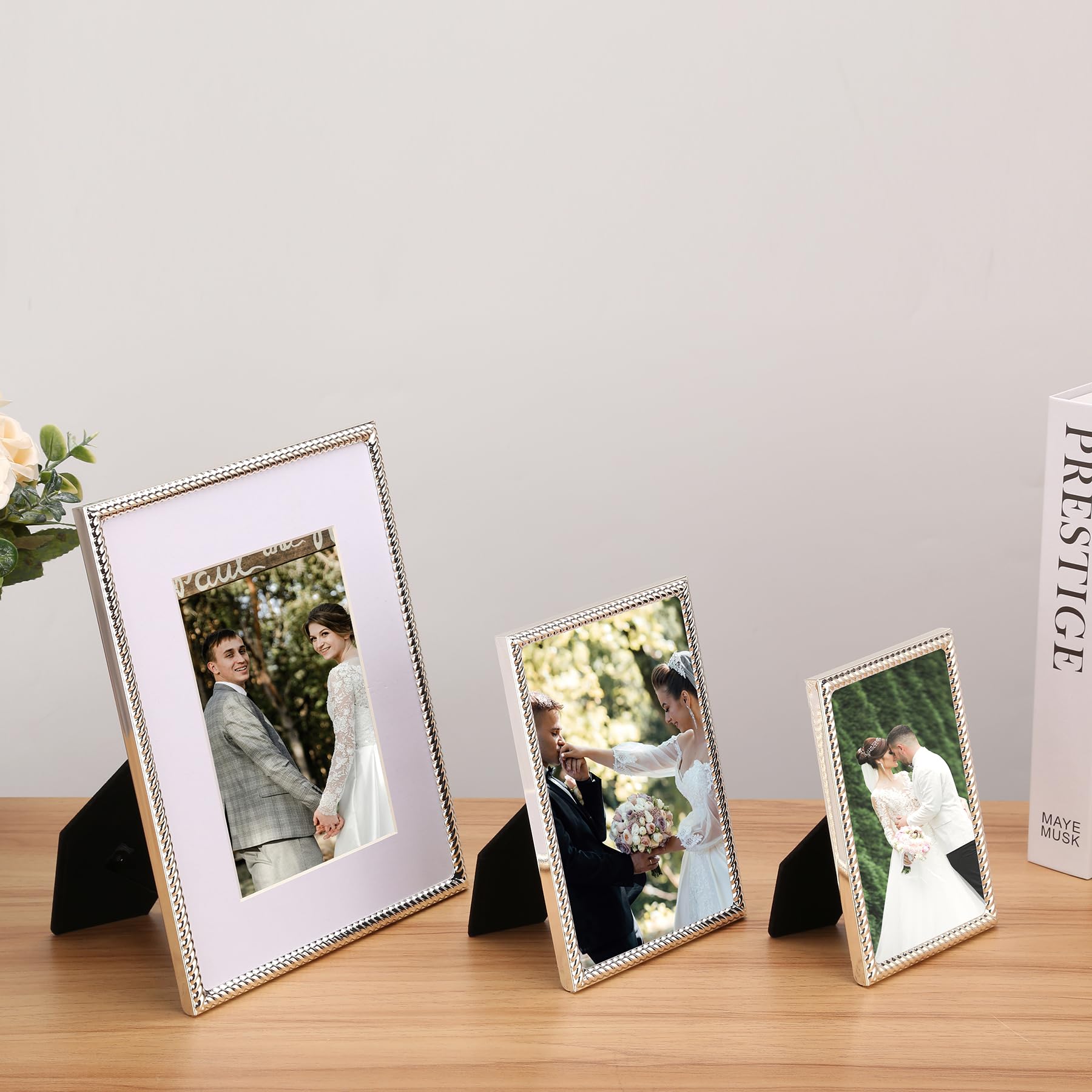 4x4 Gold Rope Design Metal Picture Frame With Mat for 3x3'', Premium Velvet Backing Real Glass Front Desktop & Wall Display Elegant Home Decor
