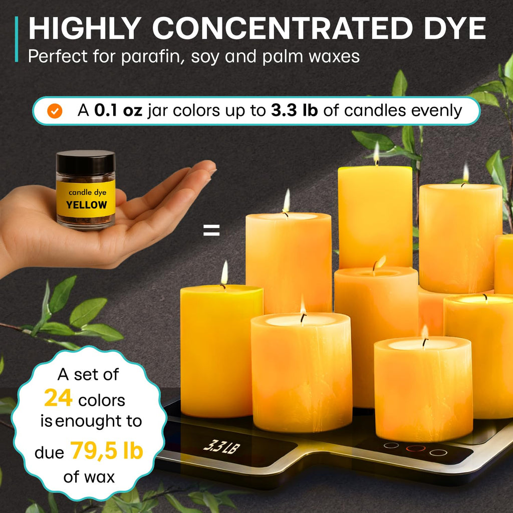 Liquid Candle Wax Dye for Soy Candle Making - 16 Popular Candle Dye Coloring Set - Premium Liquid Candle Wax Coloring - Highly Concentrated Candle Colors