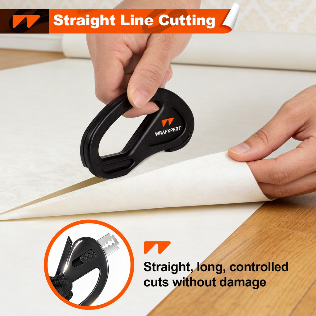 WRAPXPERT Wallpaper Tools, Smoothing Tool Kit for Peel and Stick Wallpaper/Contact Paper/Vinyl Backsplash Applying, with Squeegee Smoother, Seam Roller, Razor Scraper, Knife and Blades