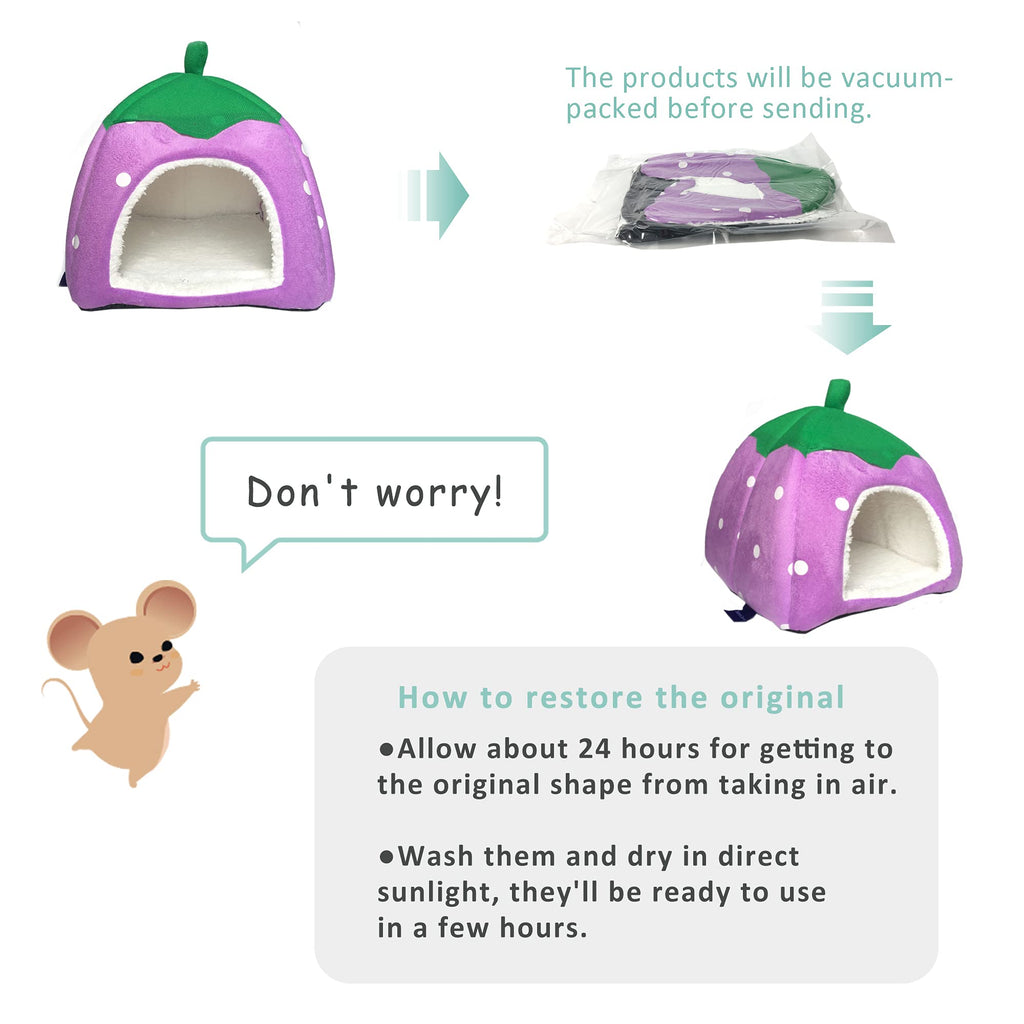 Guinea Pig Hideout Bed Dwarf Rabbit House Cave Accessories Cozy Hide-Out for Little Bunny Hedgehog Ferret Chinchilla&Other Small Animals