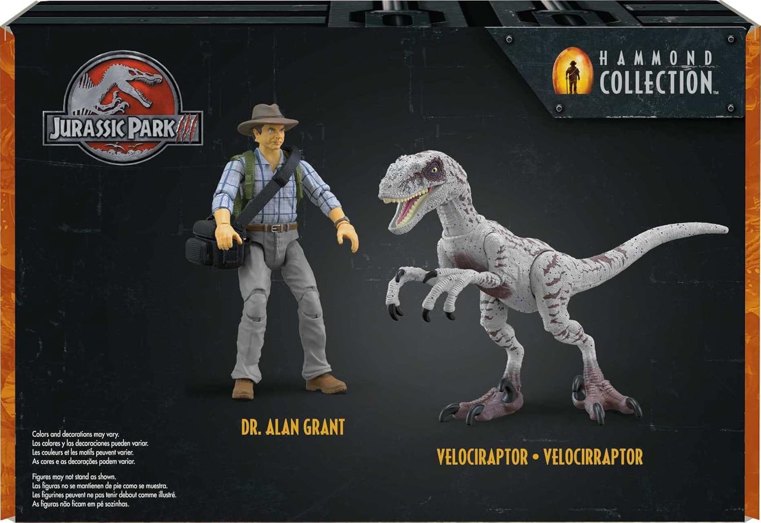 Mattel Jurassic World Jurassic Park III Hammond Collection Action Figure Set wiith Dr Alan Grant, Velociraptor Dinosaur & Raptor Egg Accessories