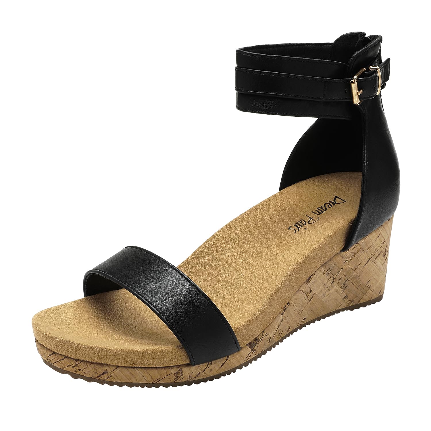 DREAM PAIRS Women's Open Toe Buckle Ankle Strap Platform Wedge Sandals Summer Shoes.