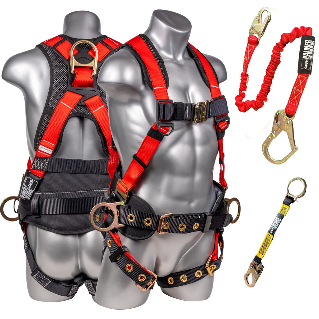 Palmer Safety Hammerhead 5pt Safety Harness Back Padded, QCB Chest, Tongue Buckel Legs Straps, Back & Side D-Rings